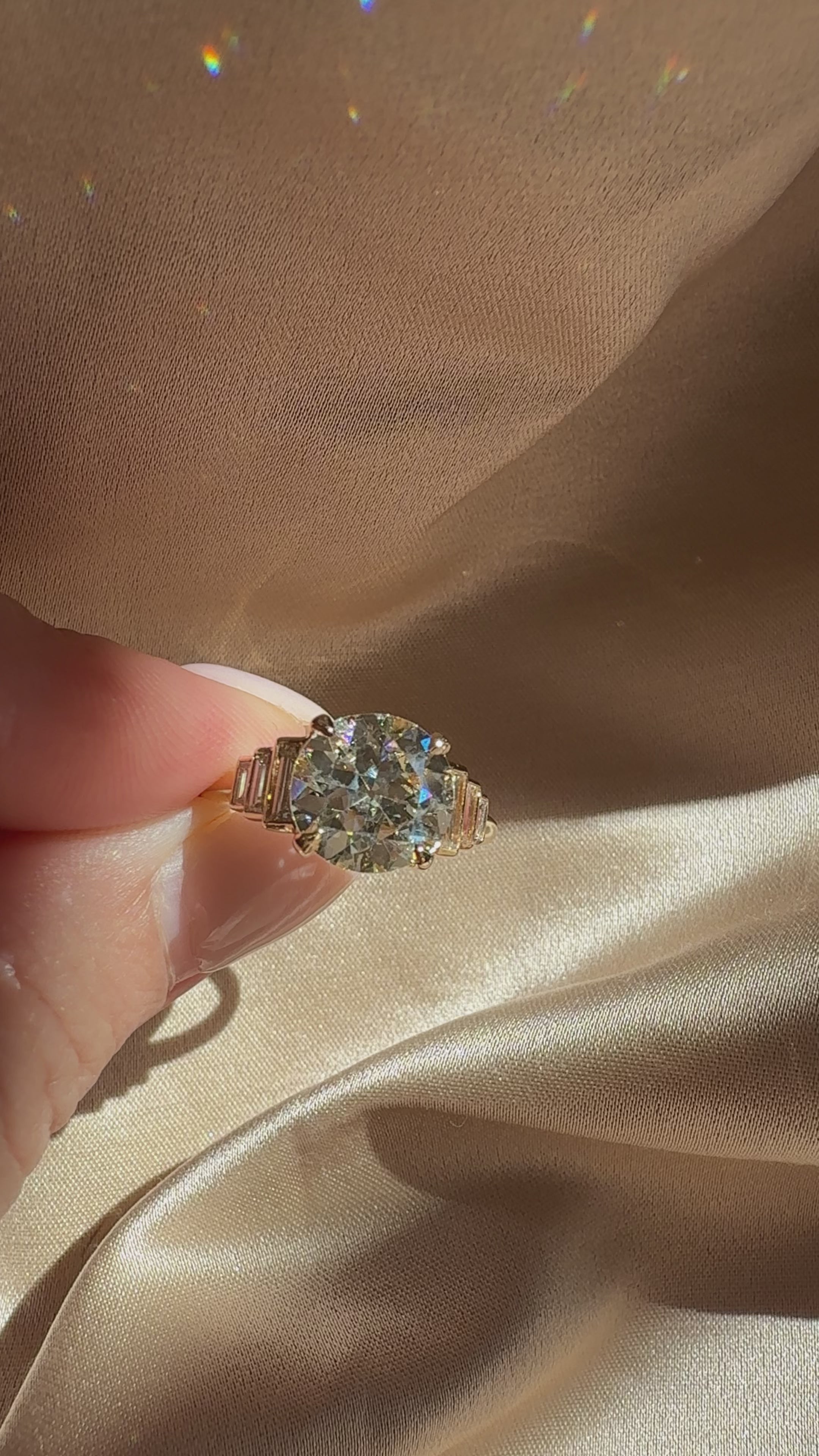 Solitaire Band Old Mine cut diamond Rings