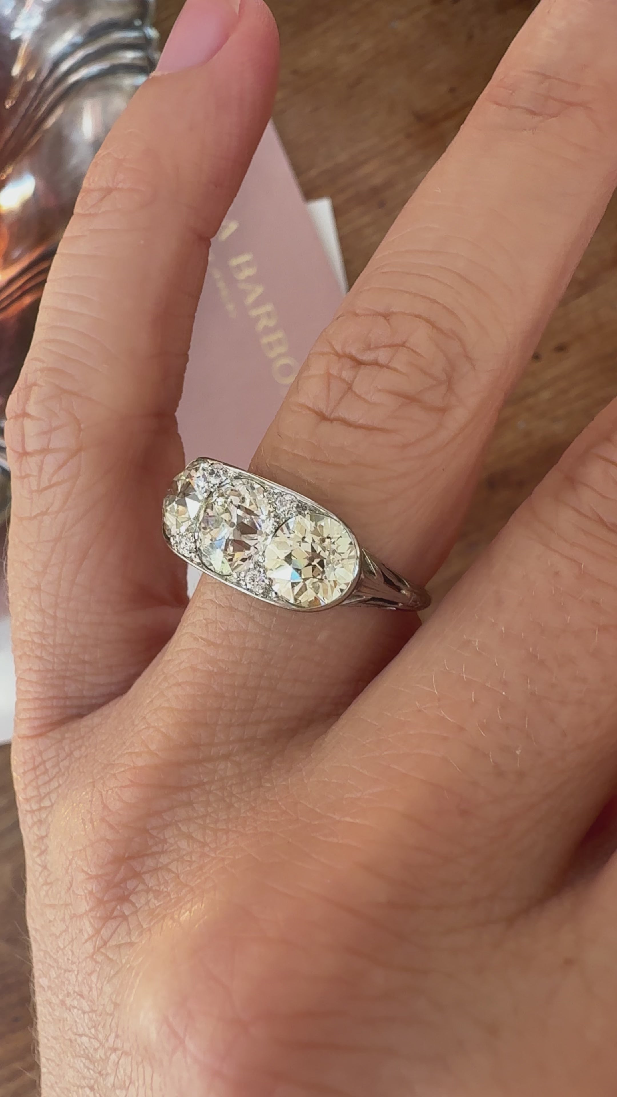 Band Solitaire Old European cut diamond Rings