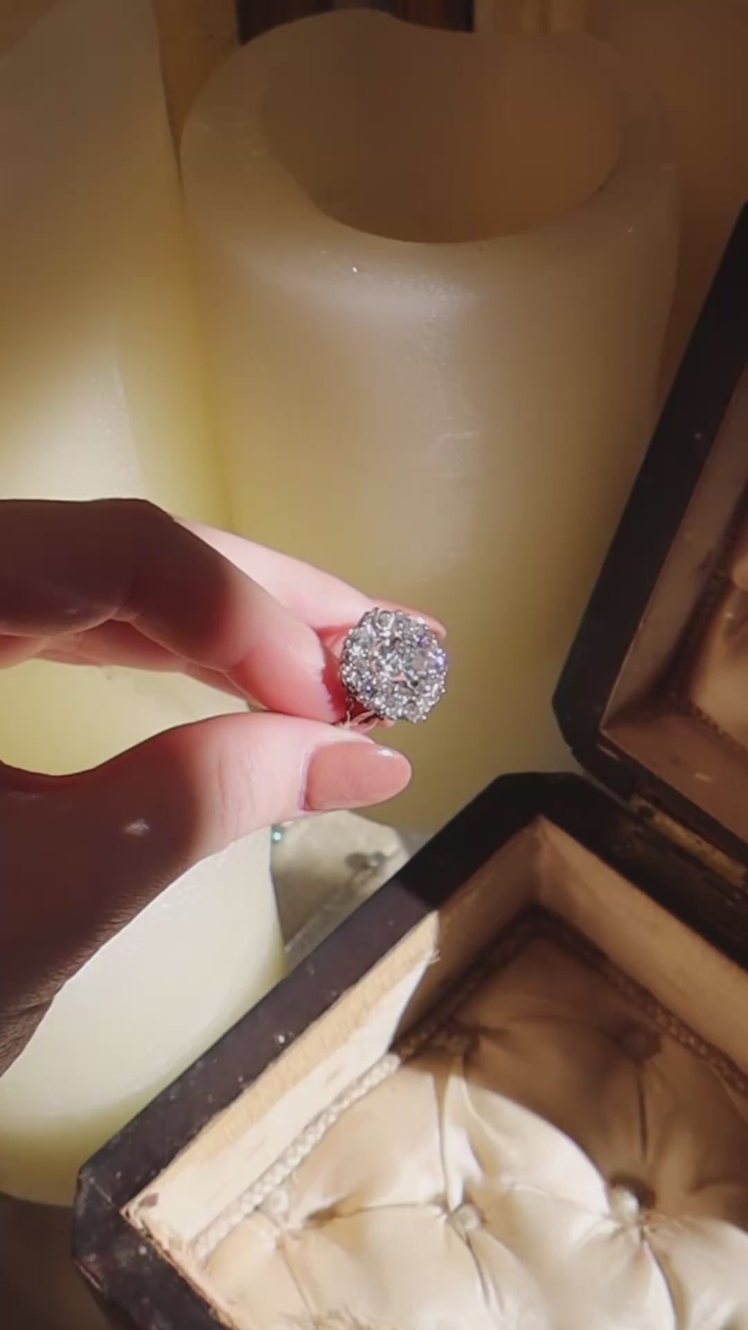  videos and images of vintage Rings-Halo Old Mine cut diamond Rings