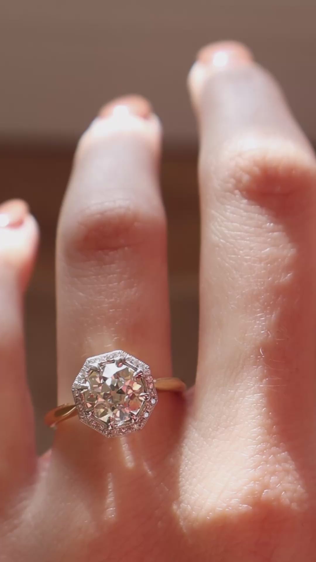 Halo Old European cut diamond Rings