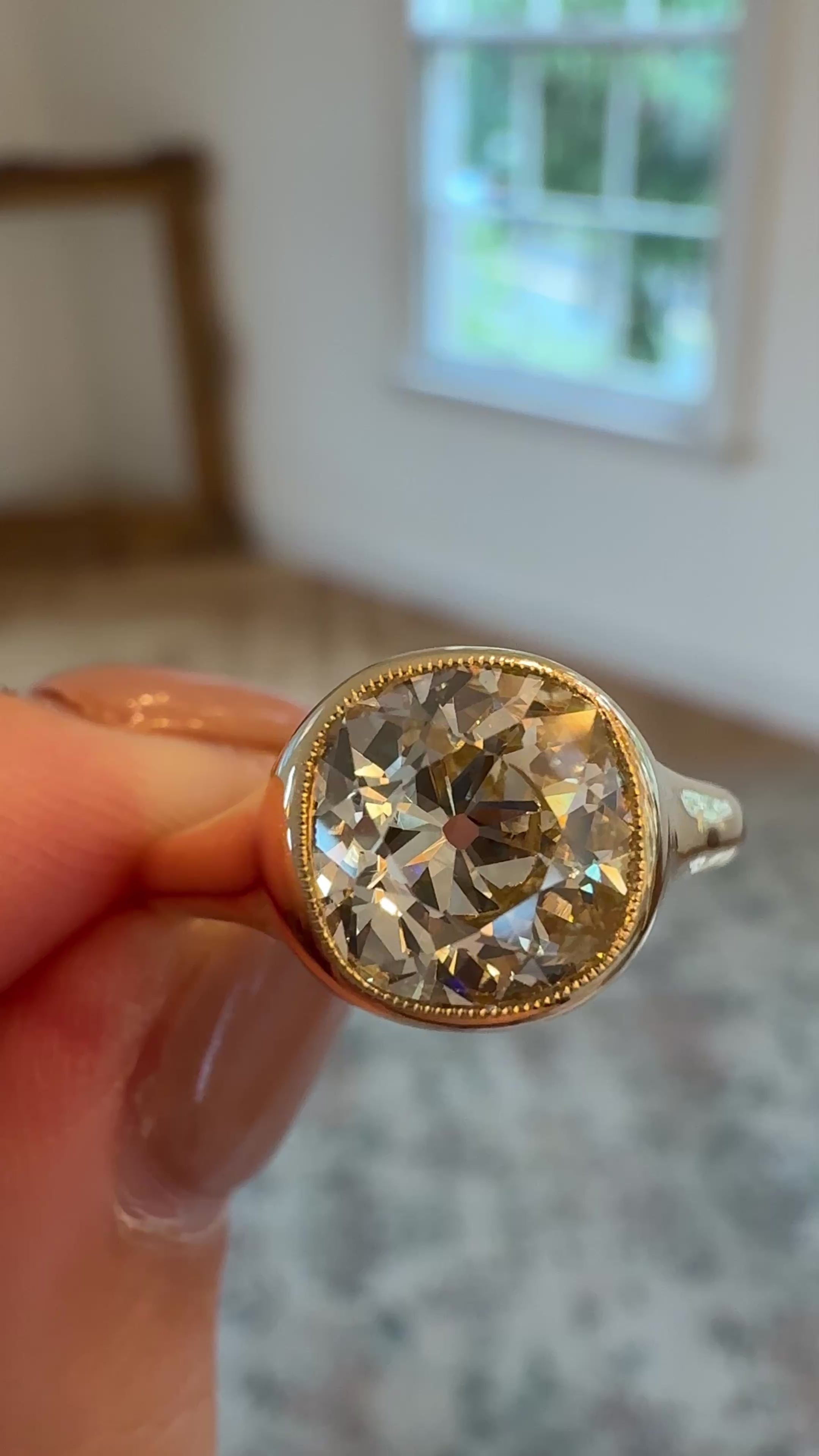 Solitaire Old Mine cut diamond Rings