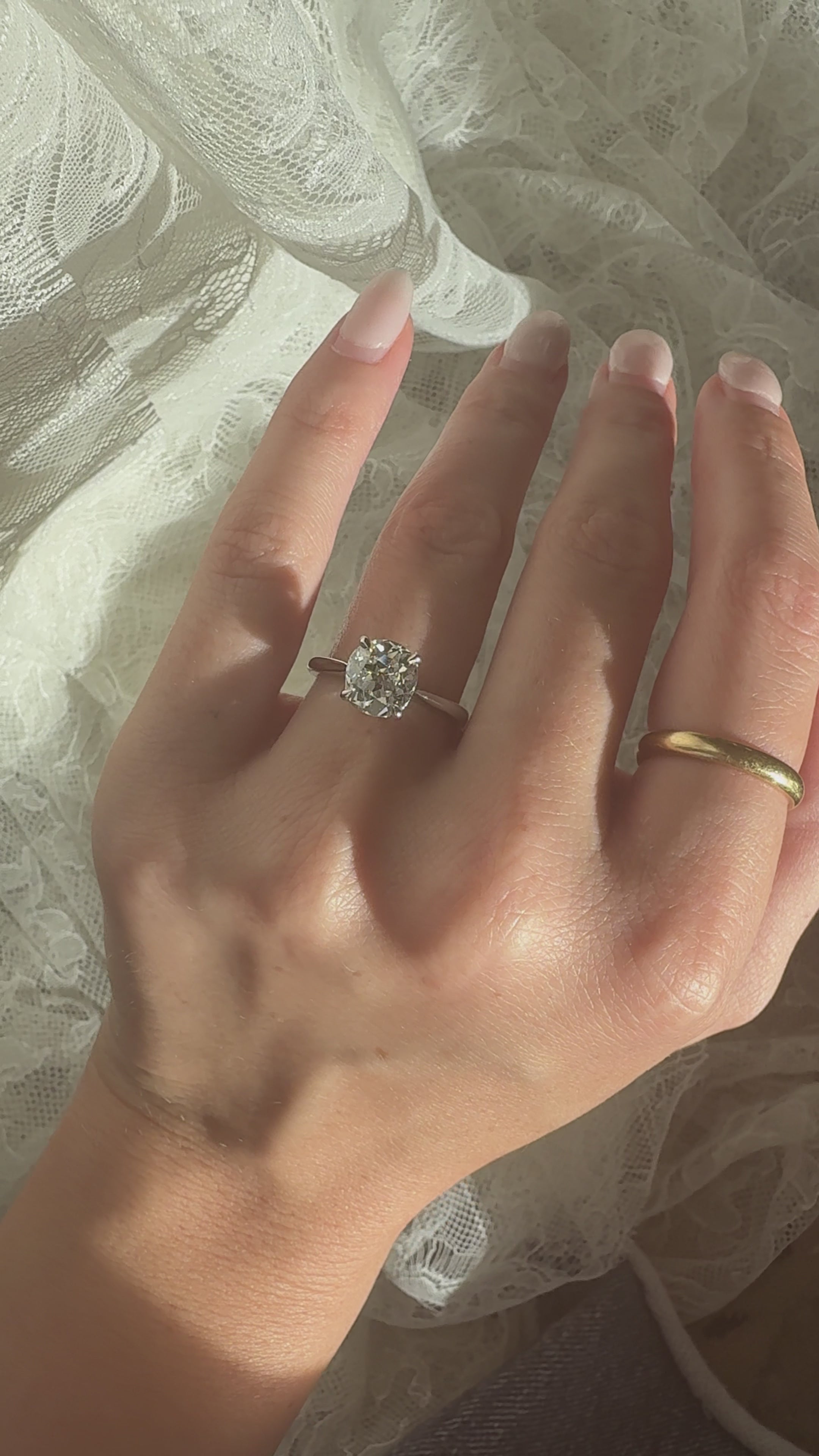 Solitaire Band Old Mine cut diamond Rings