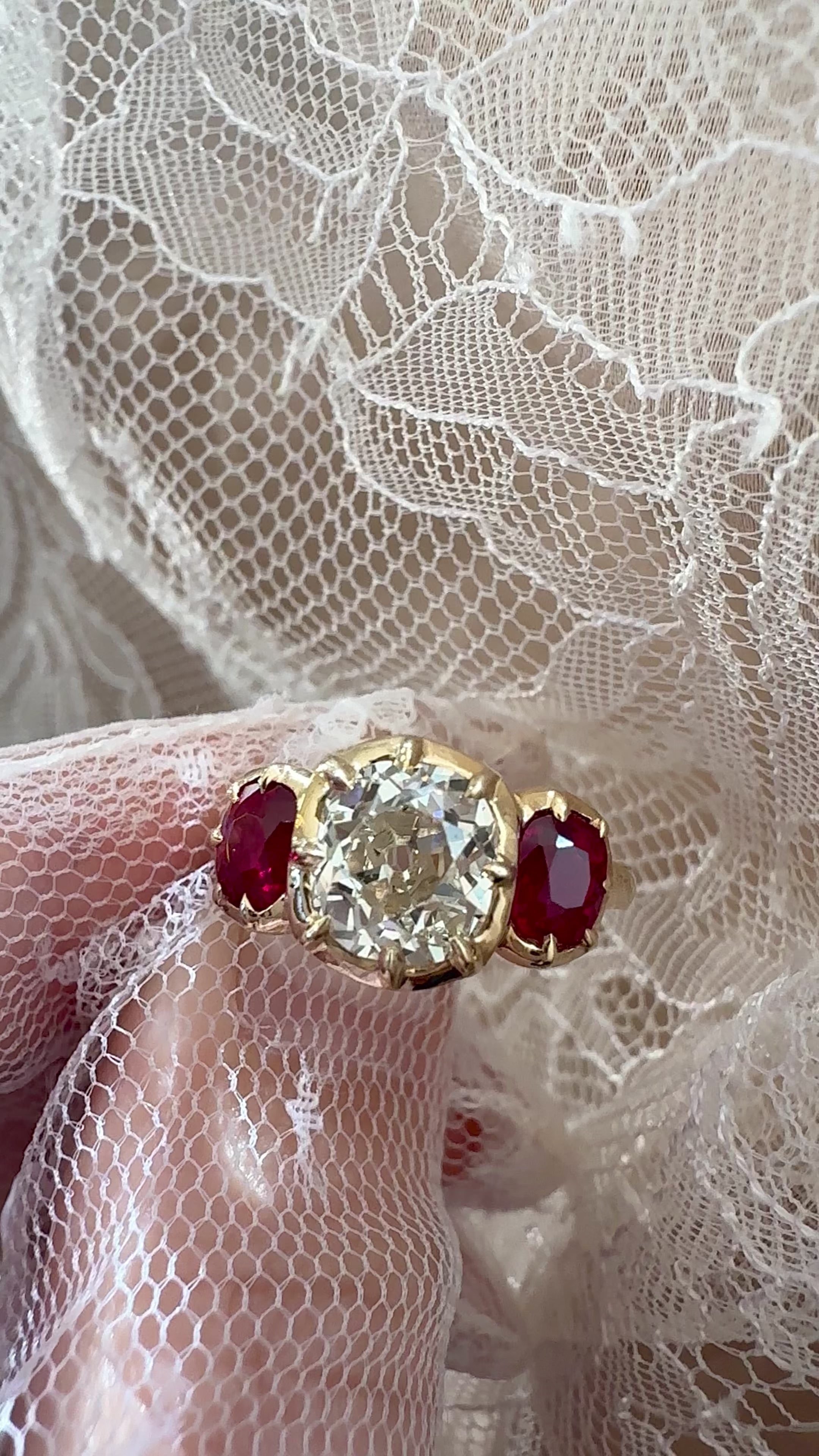 Solitaire Old Mine cut diamond Rings