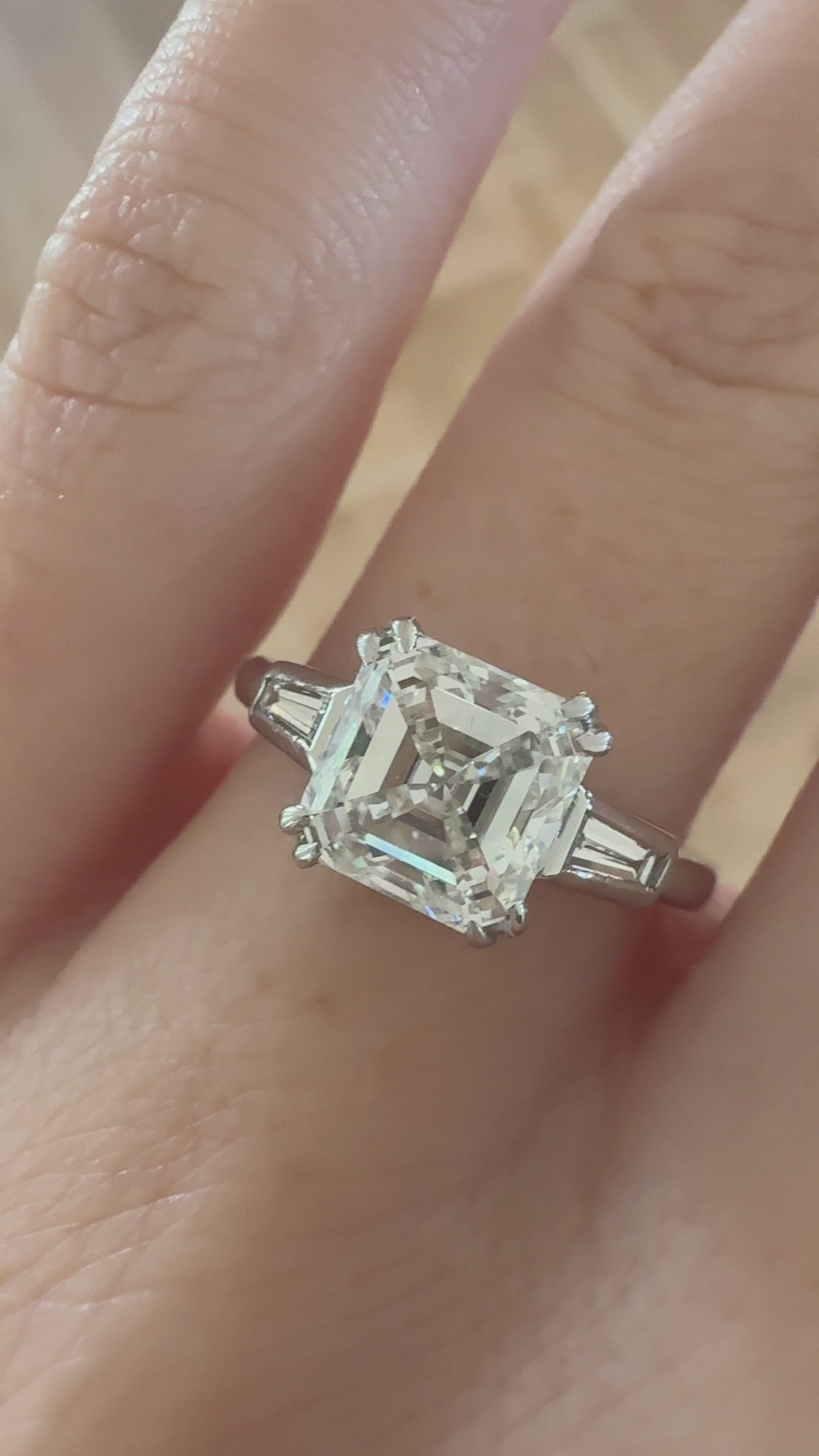 Band Solitaire Step  cut diamond Rings