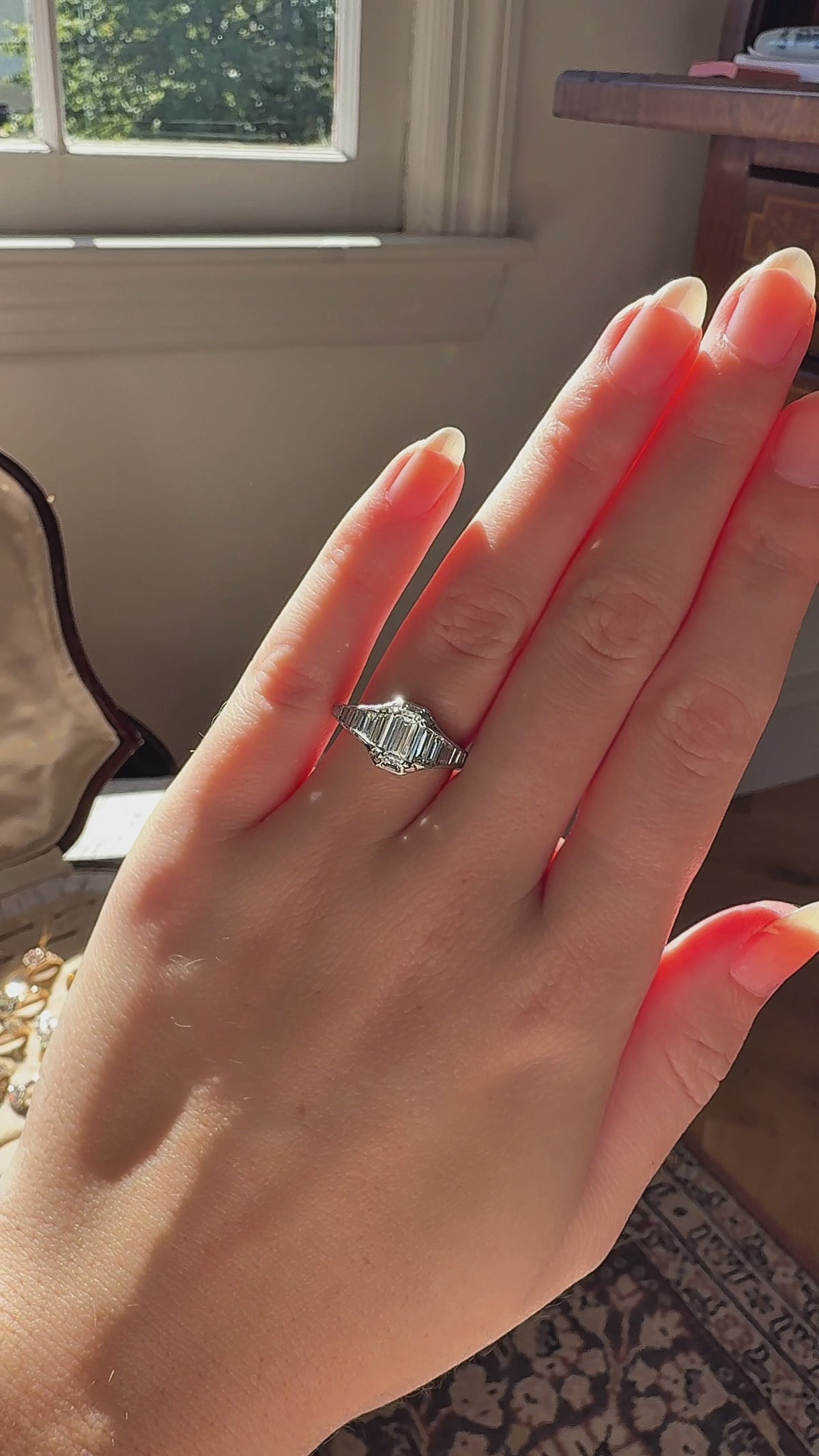  videos and images of vintage Engagement Rings-Step  cut diamond Engagement Rings