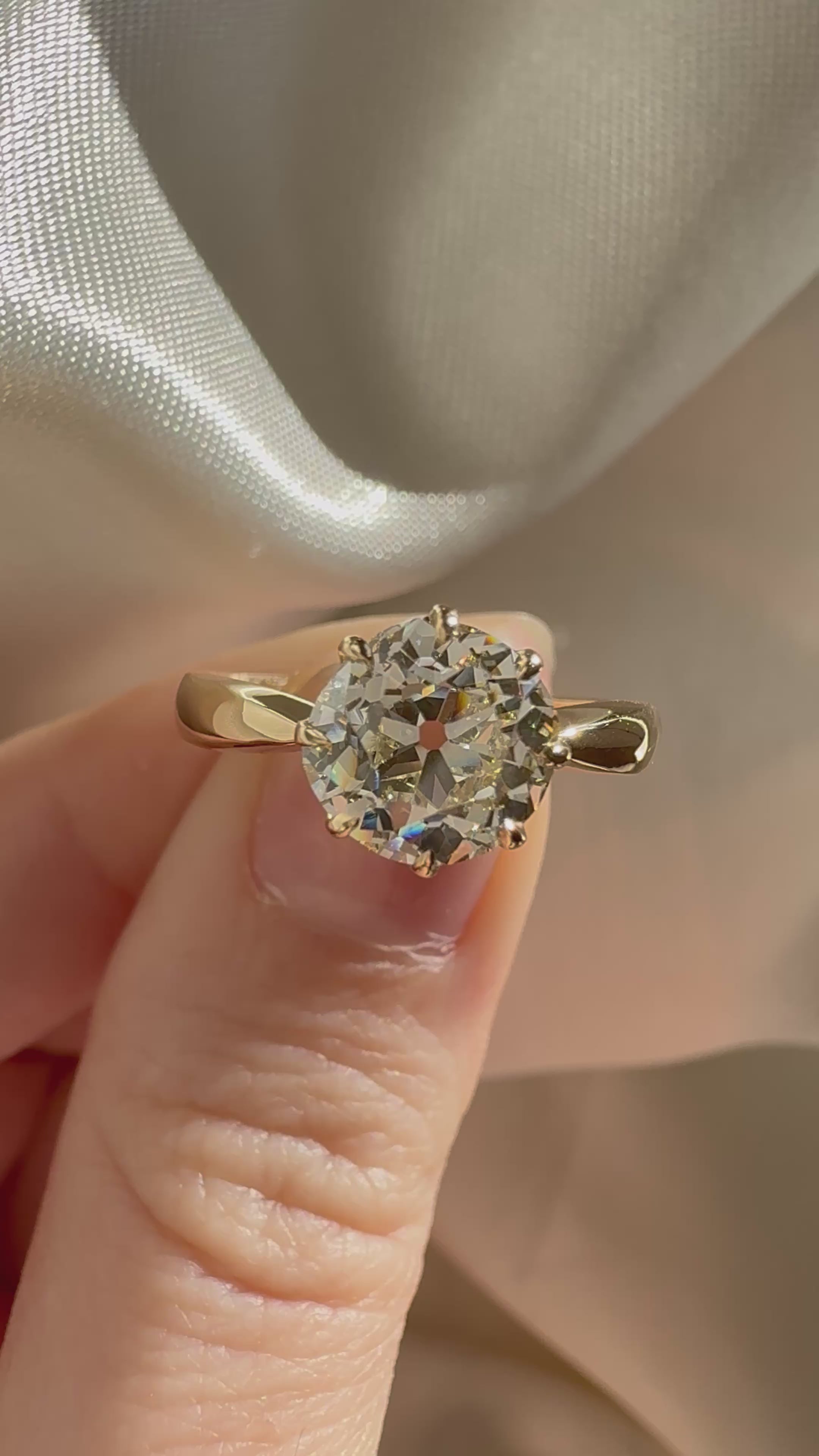 【新品】MORELLATO デザイナーズ 一輪挿し 18K Solitaire 2 Carat Old Mine Cut Diamond Solitaire Engagement Ring in 18kt