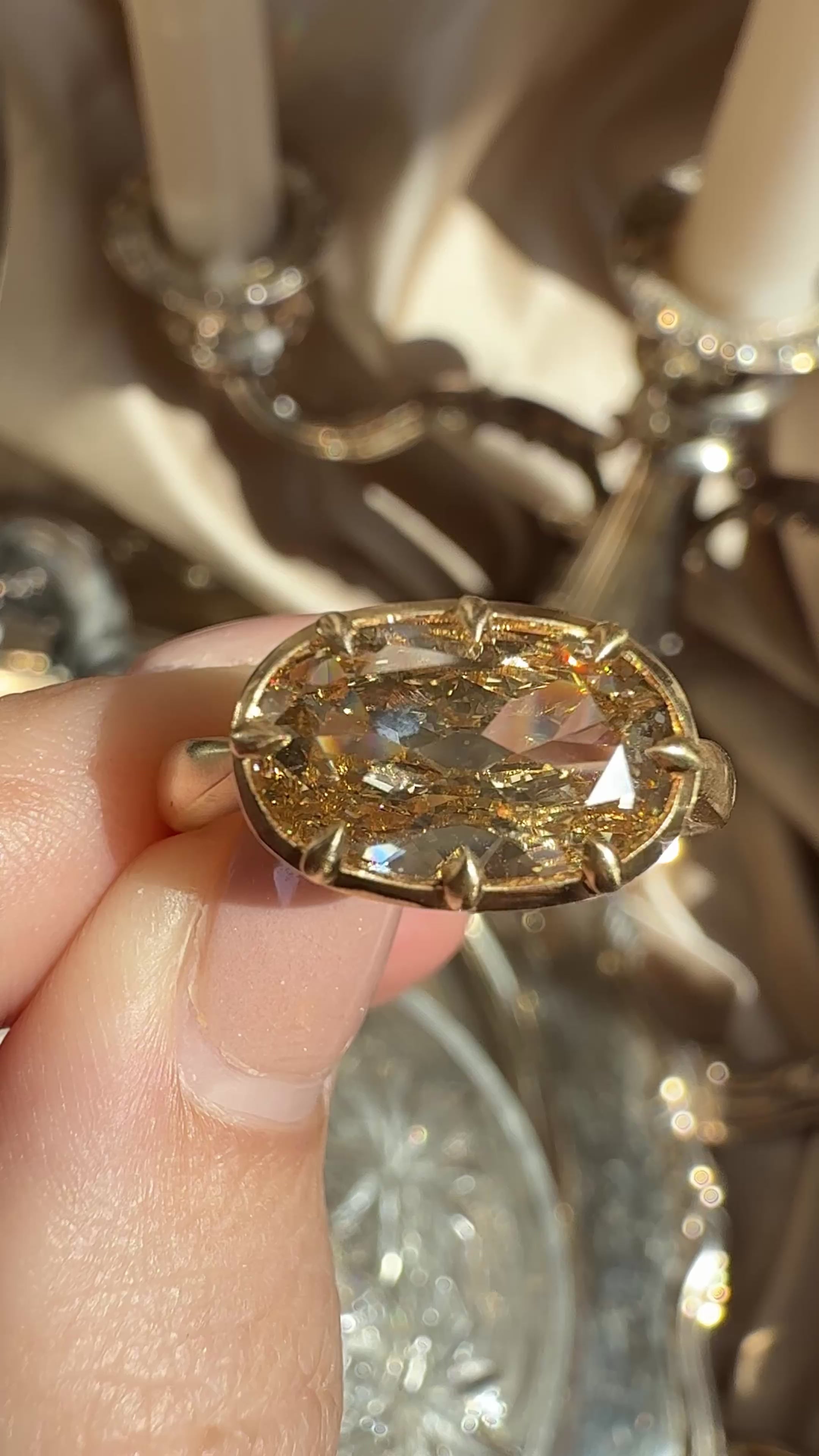 fancy color, vs clarity diamond rings in yellow gold setting