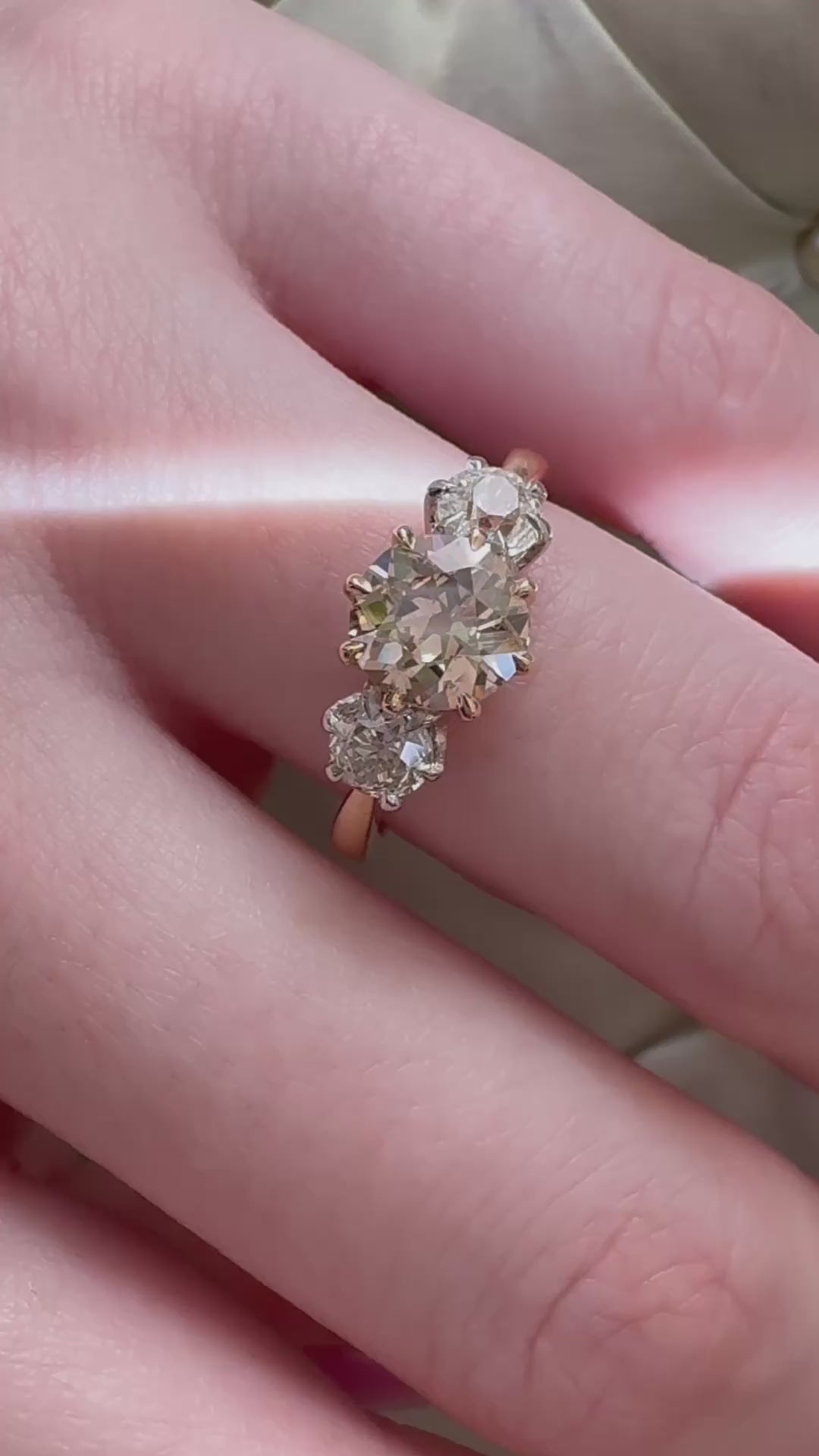 Three-stone Old European cut diamond Rings