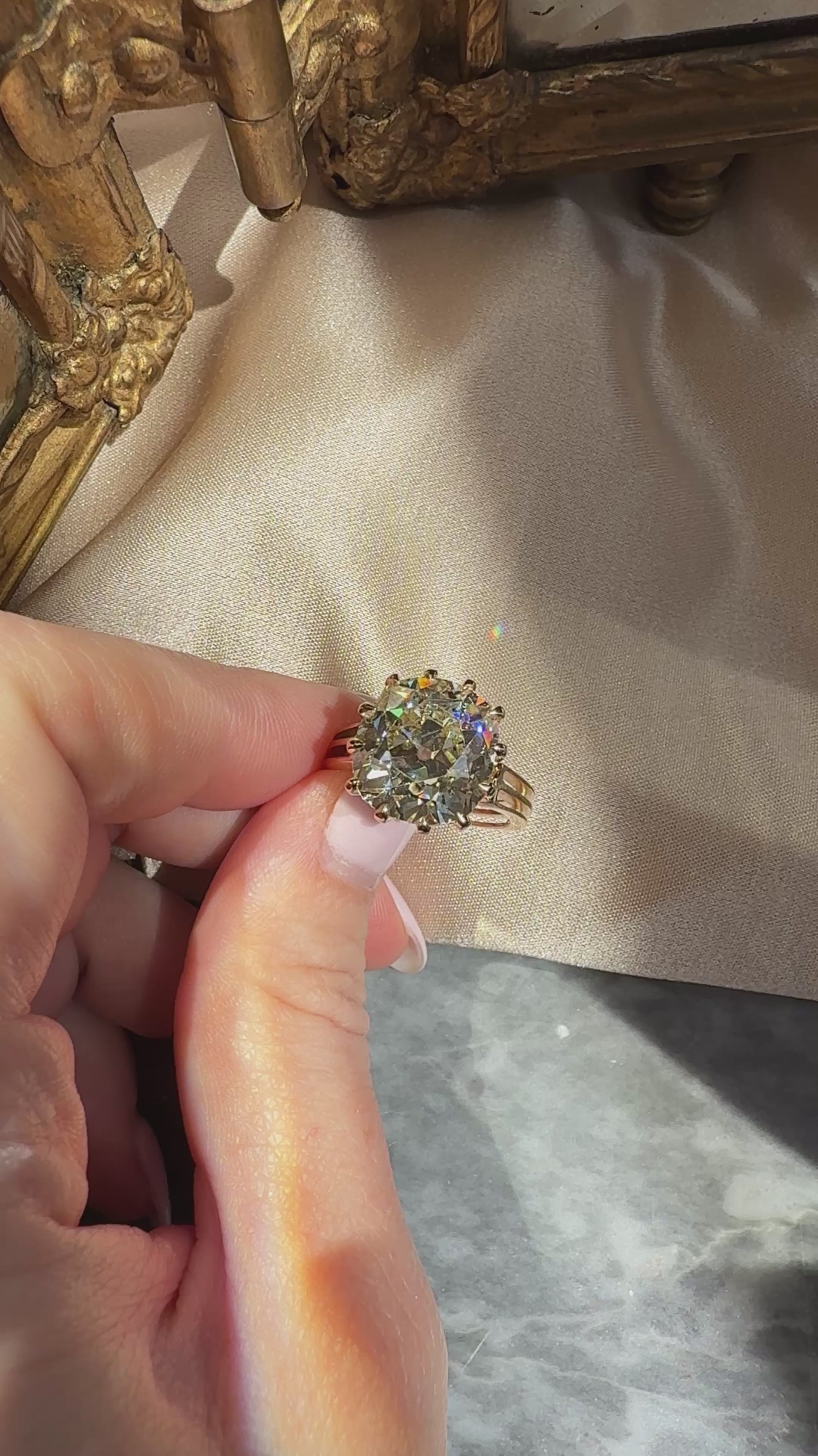  videos and images of vintage Rings-Solitaire Old Mine cut diamond Rings