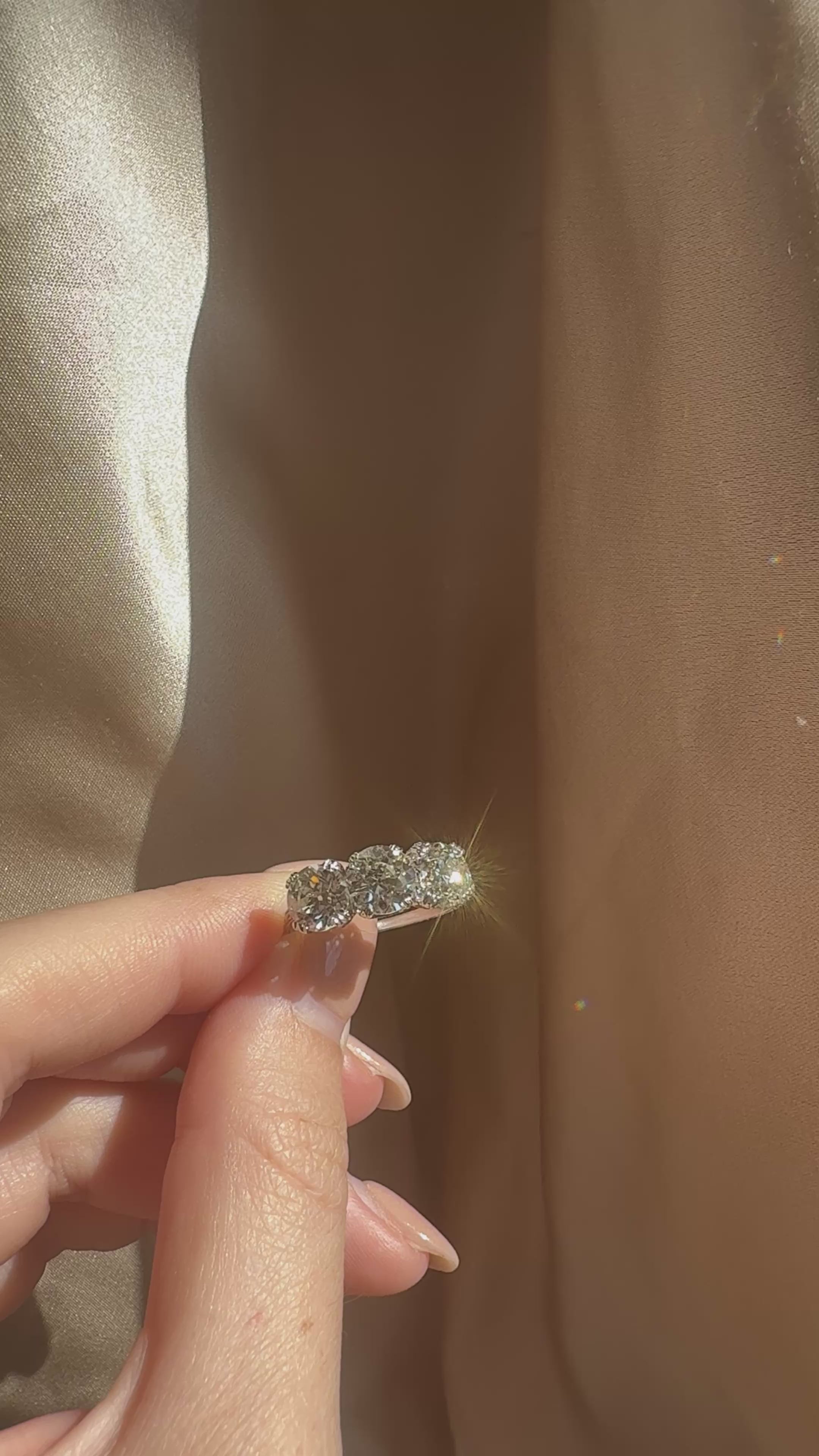 Three-stone Old European cut diamond Rings