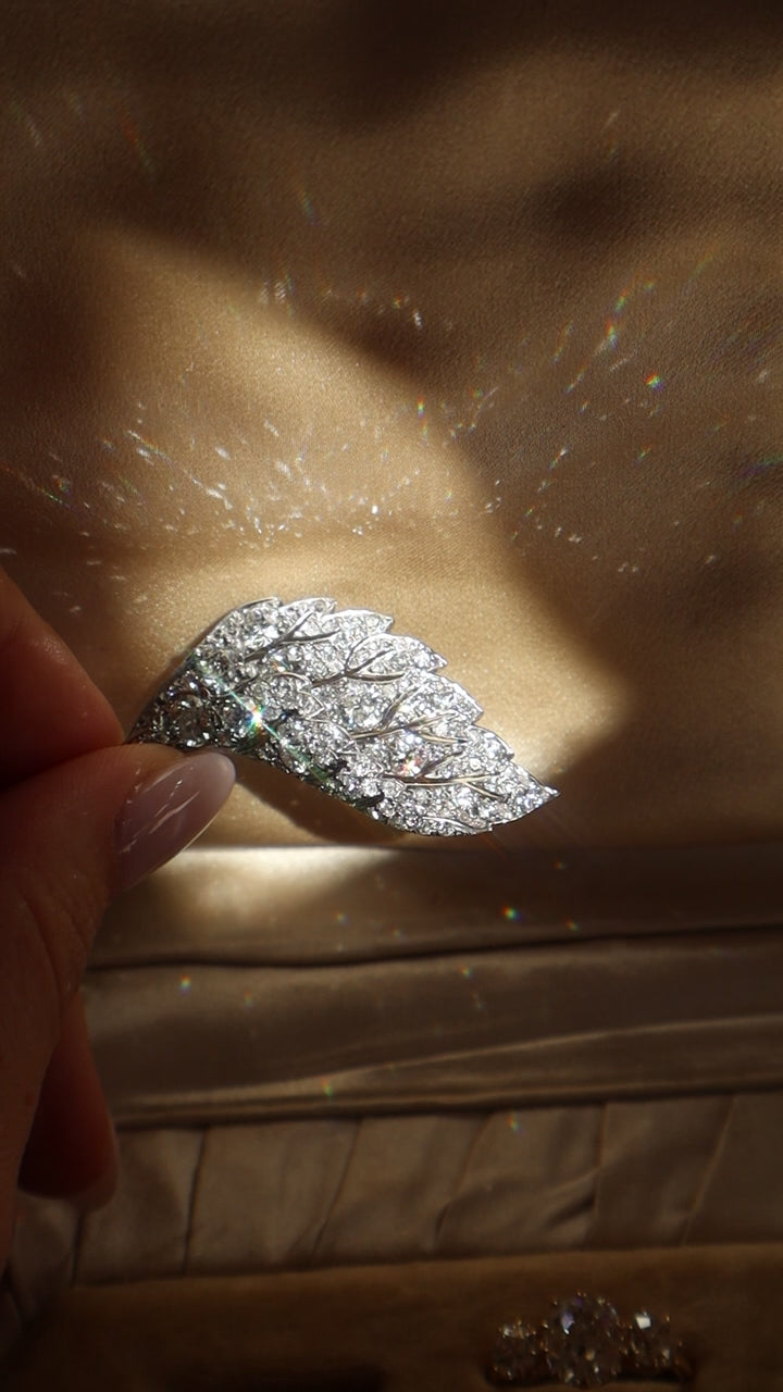 Antique Diamond and Platinum Leaf Necklace diamond