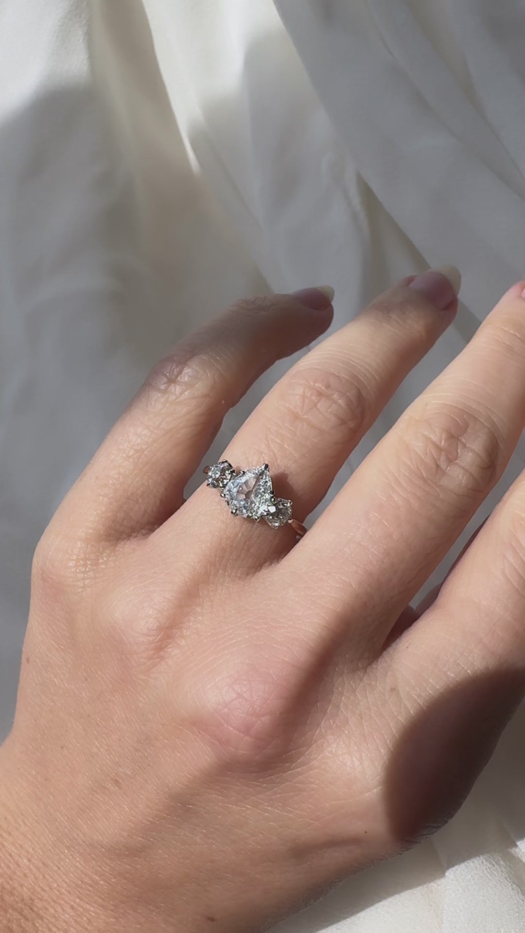 Three-stone Pear cut diamond Rings