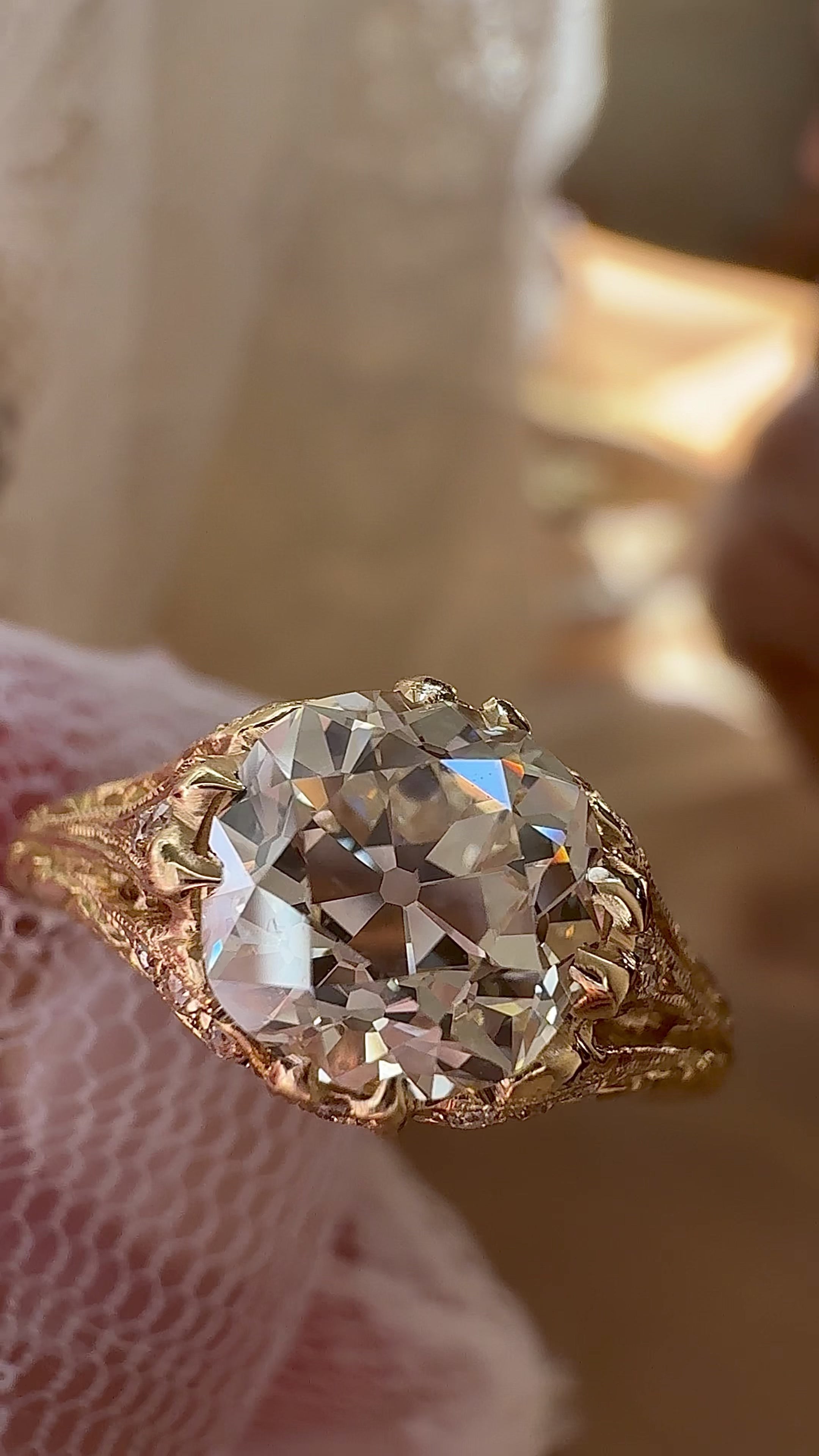 Solitaire Band Old Mine cut diamond Rings