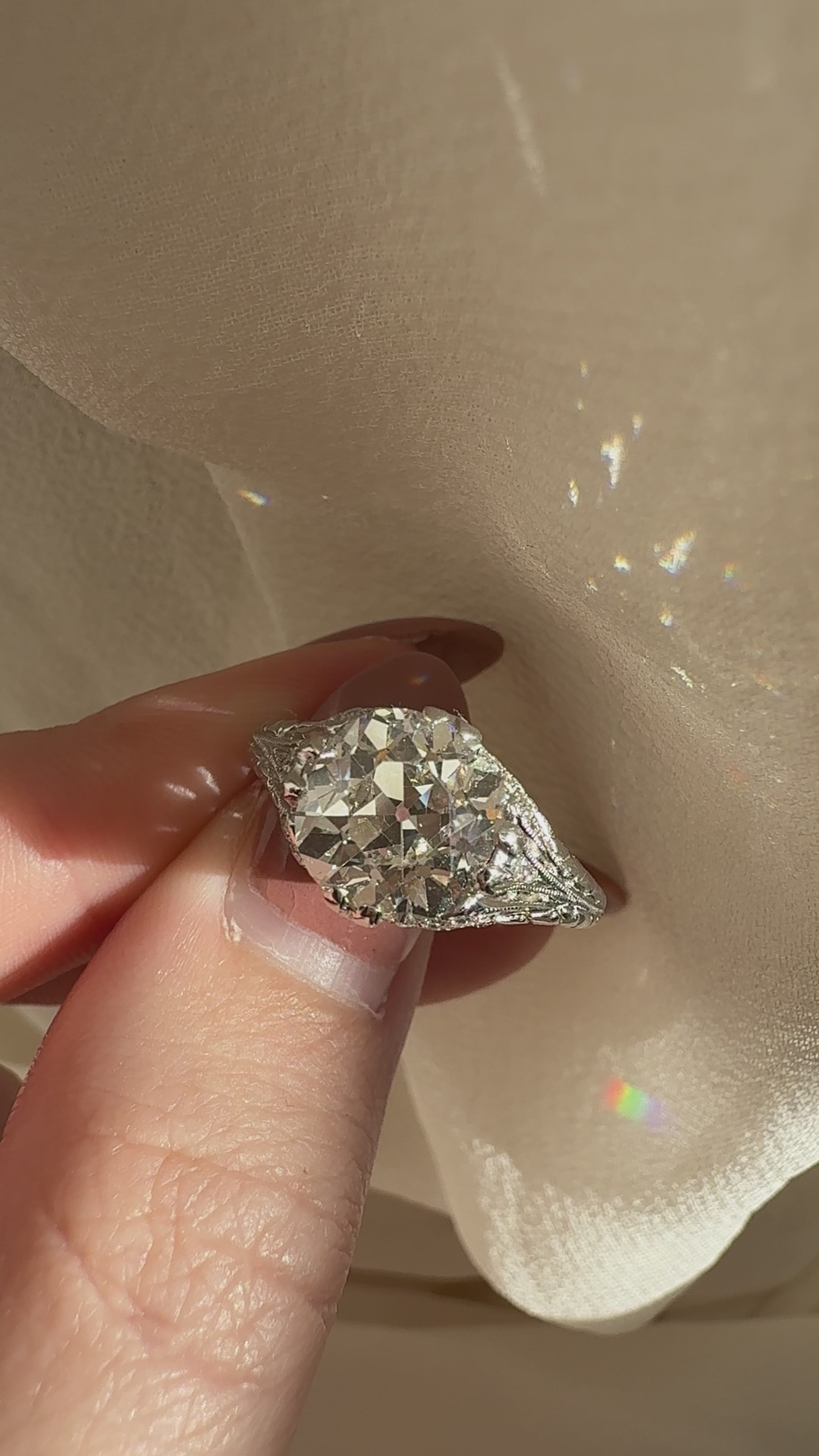 Band Solitaire Old Mine cut diamond Rings