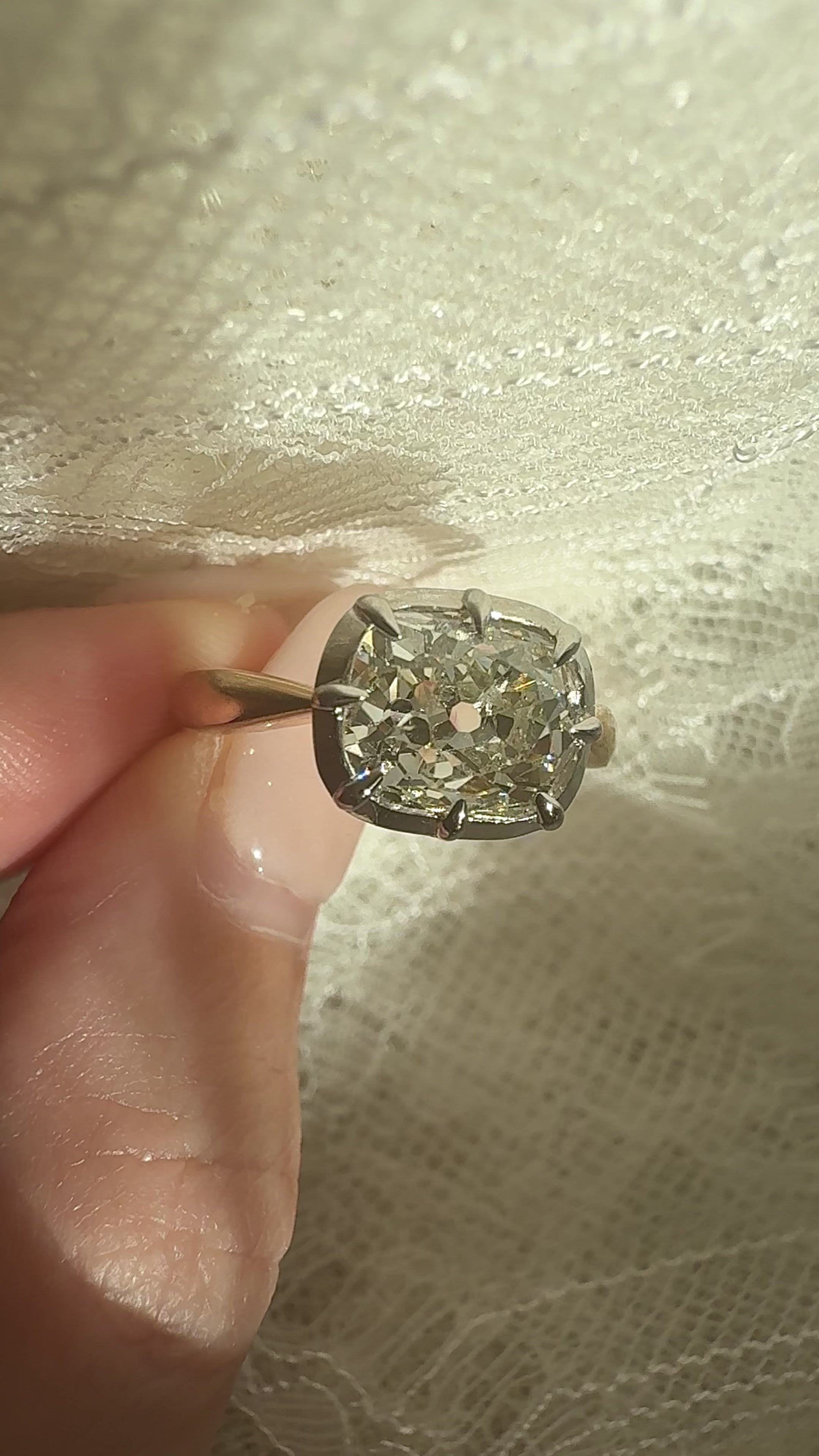 Band Solitaire Old Mine cut diamond Rings