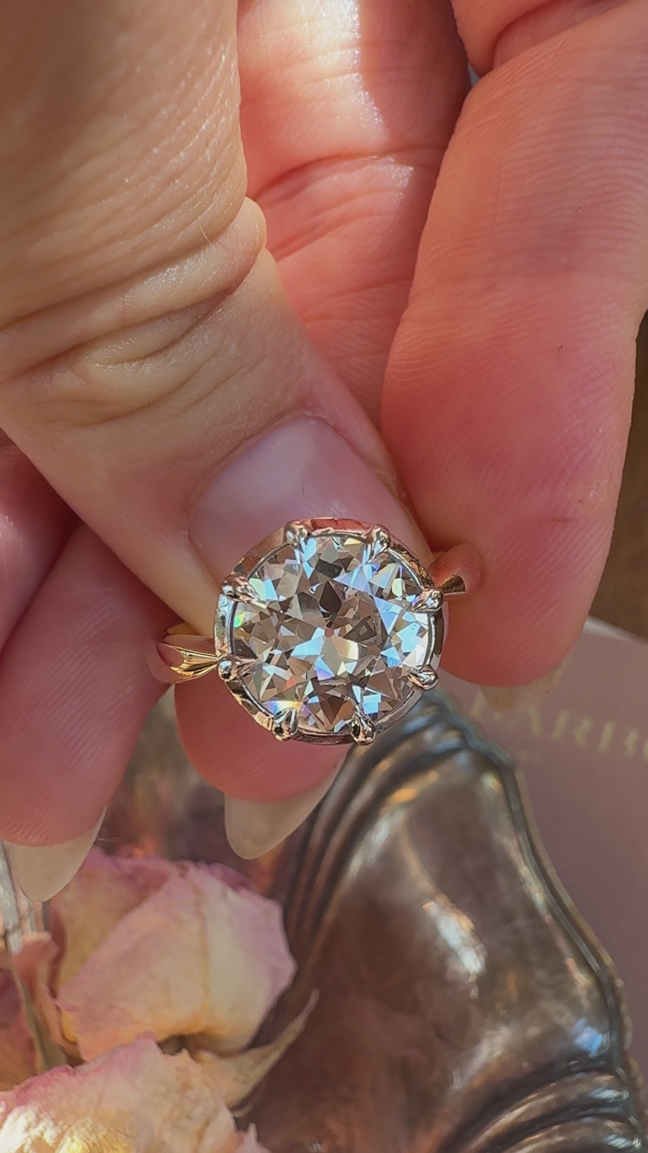 Solitaire Old European cut diamond Rings