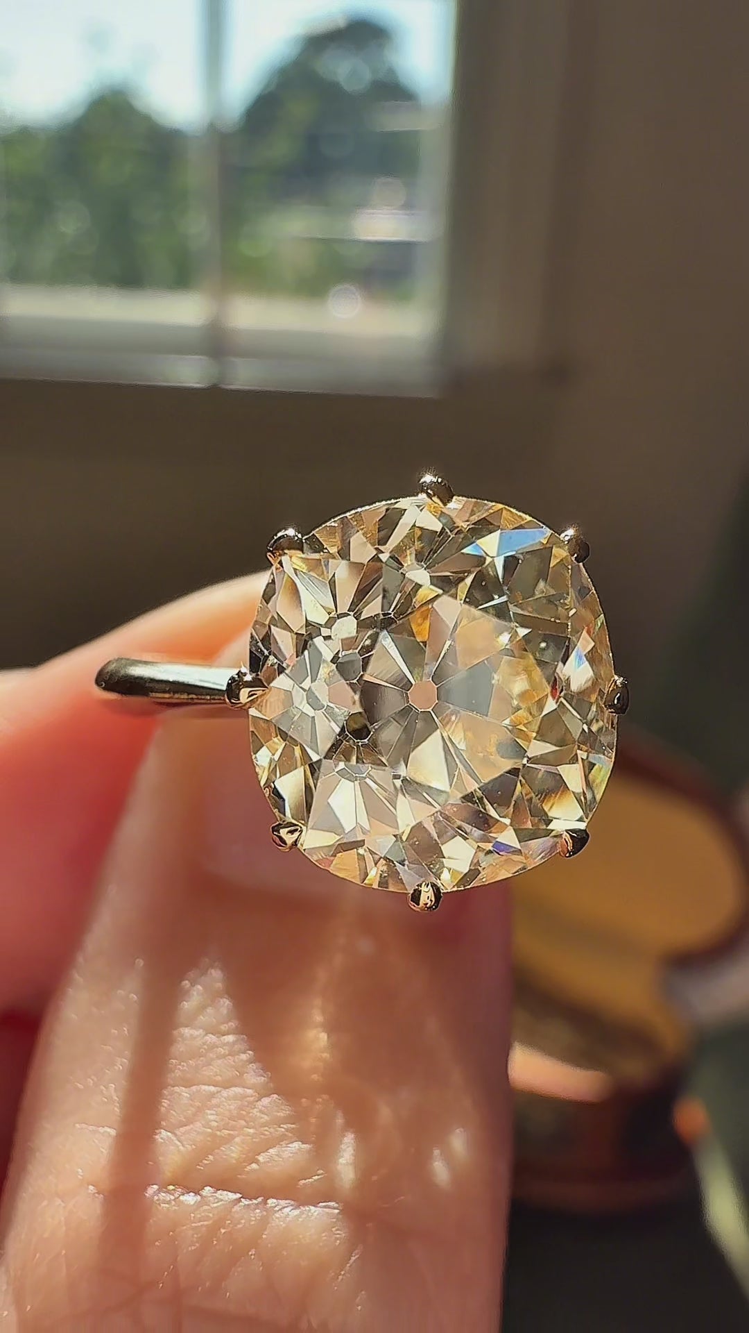 Solitaire Old Mine cut diamond Engagement Rings