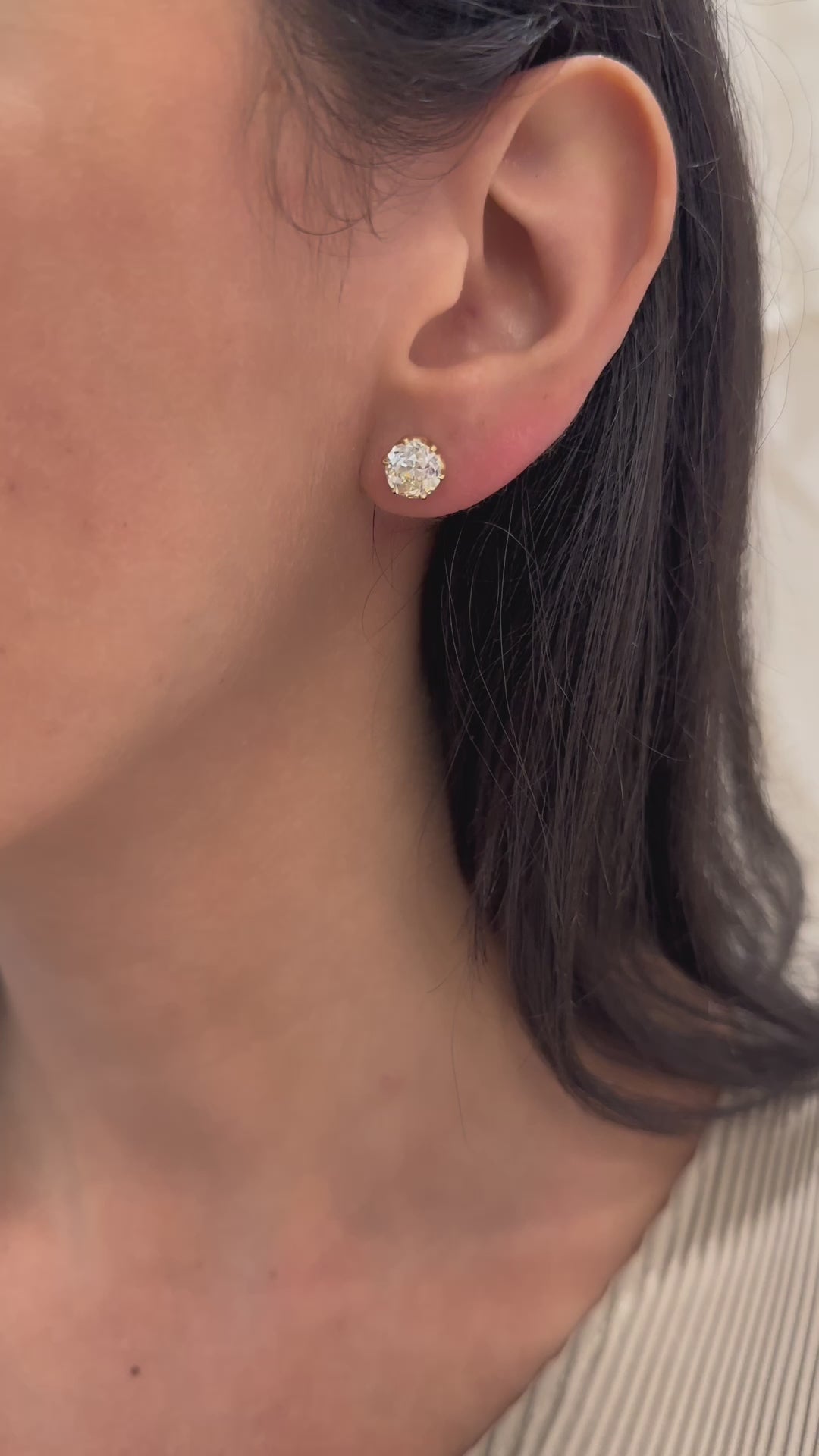 3.72ctw old european cut diamond studs