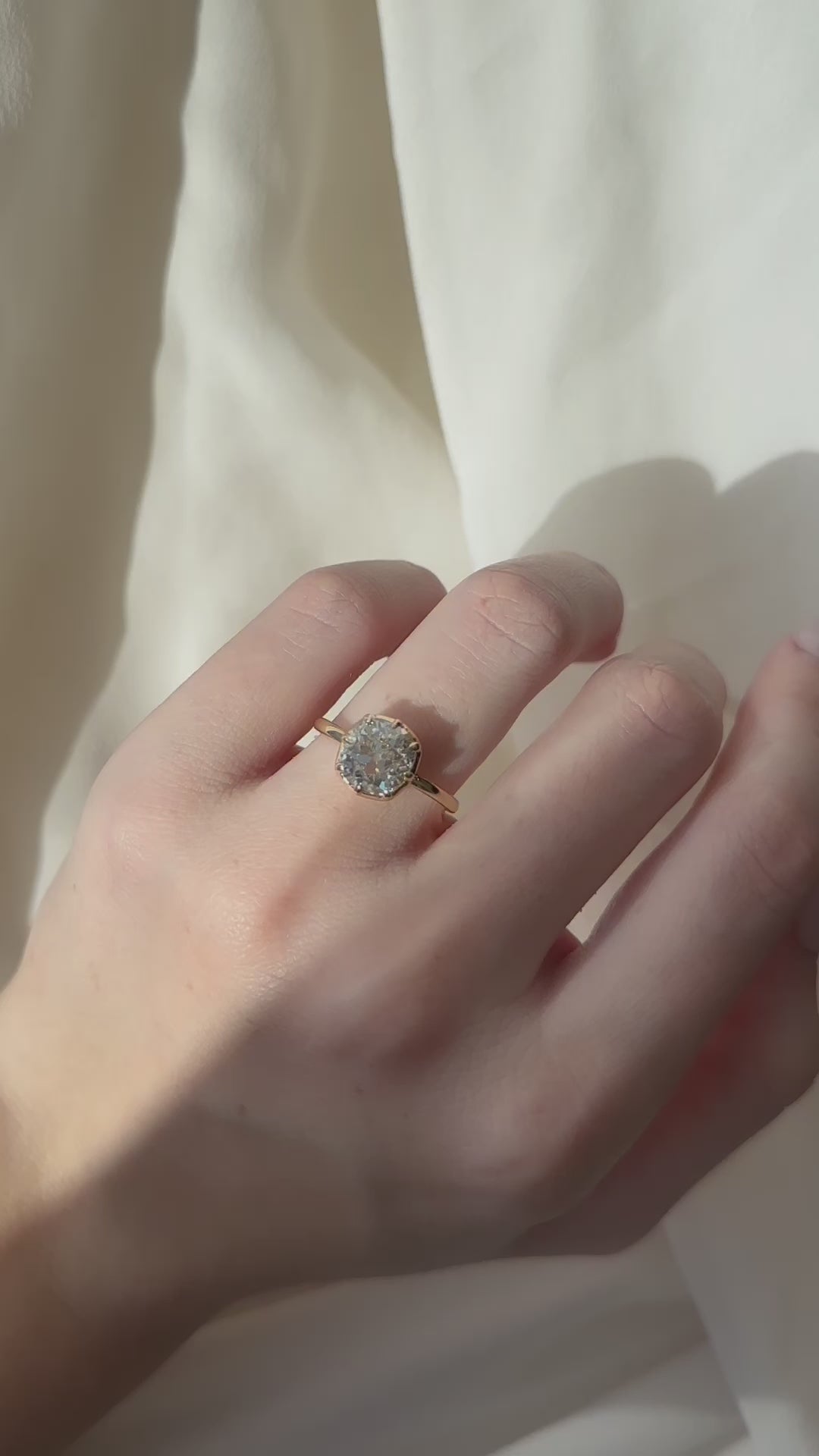 Solitaire Old Mine cut diamond Rings