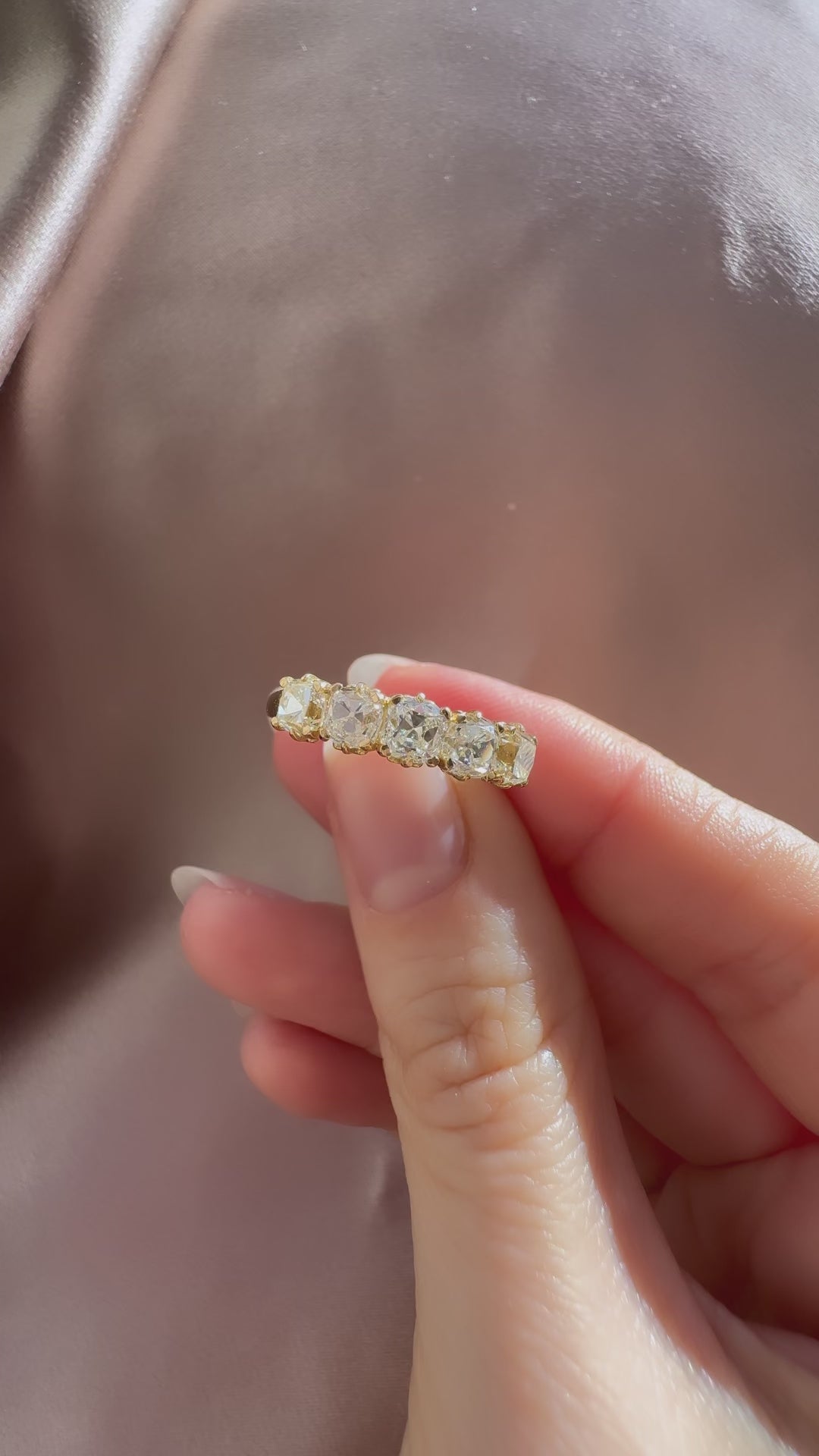 m-z color, diamond in yellow gold setting