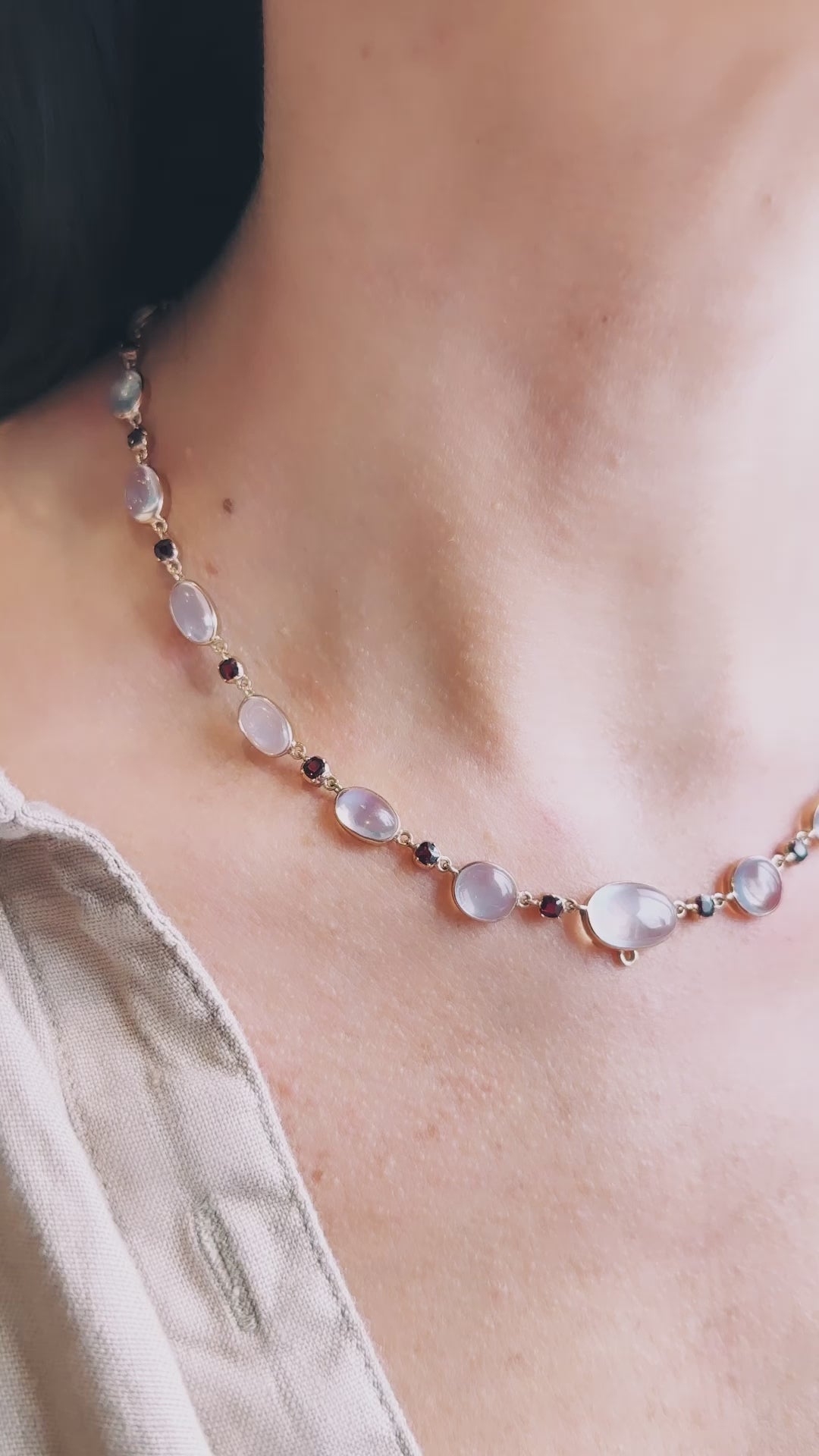 Moonstone and Garnet Necklace