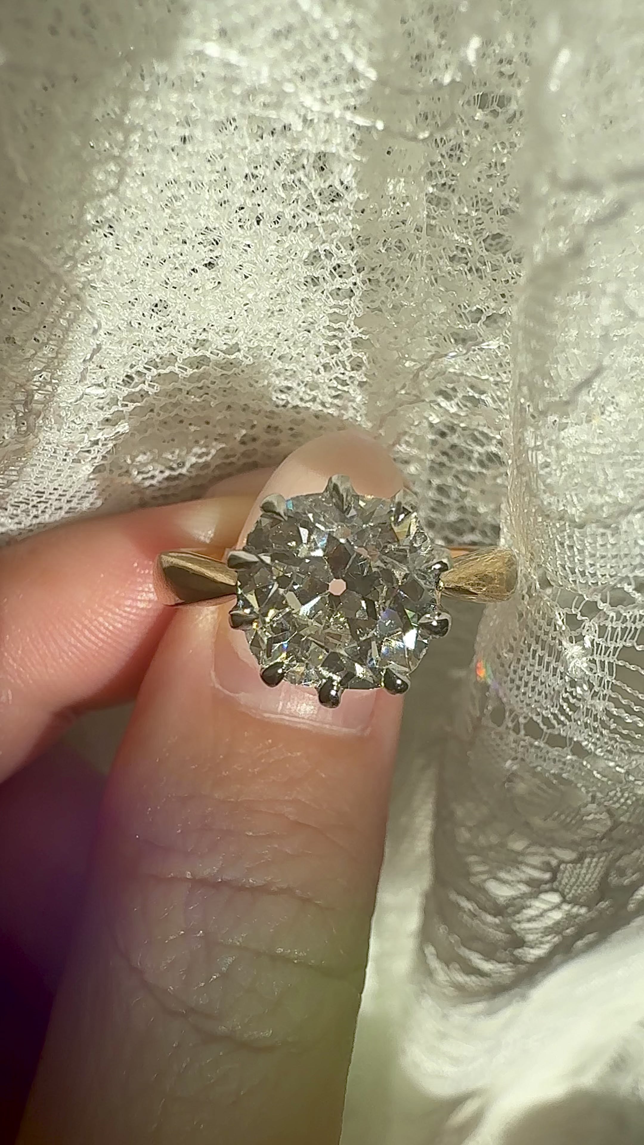  videos and images of vintage Rings-Solitaire Old Mine cut diamond Rings