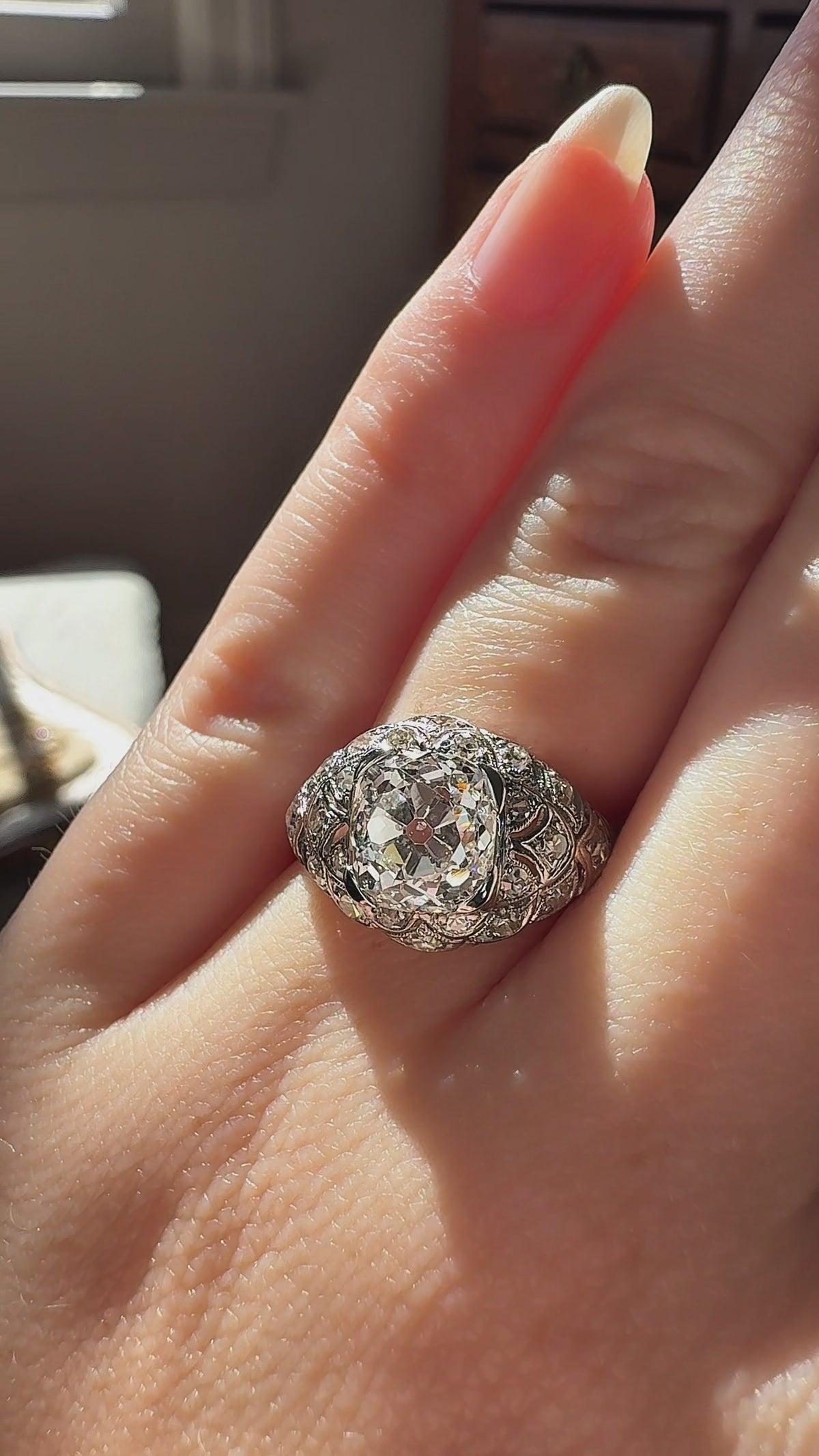  videos and images of vintage Engagement Rings-Old Mine cut diamond Engagement Rings