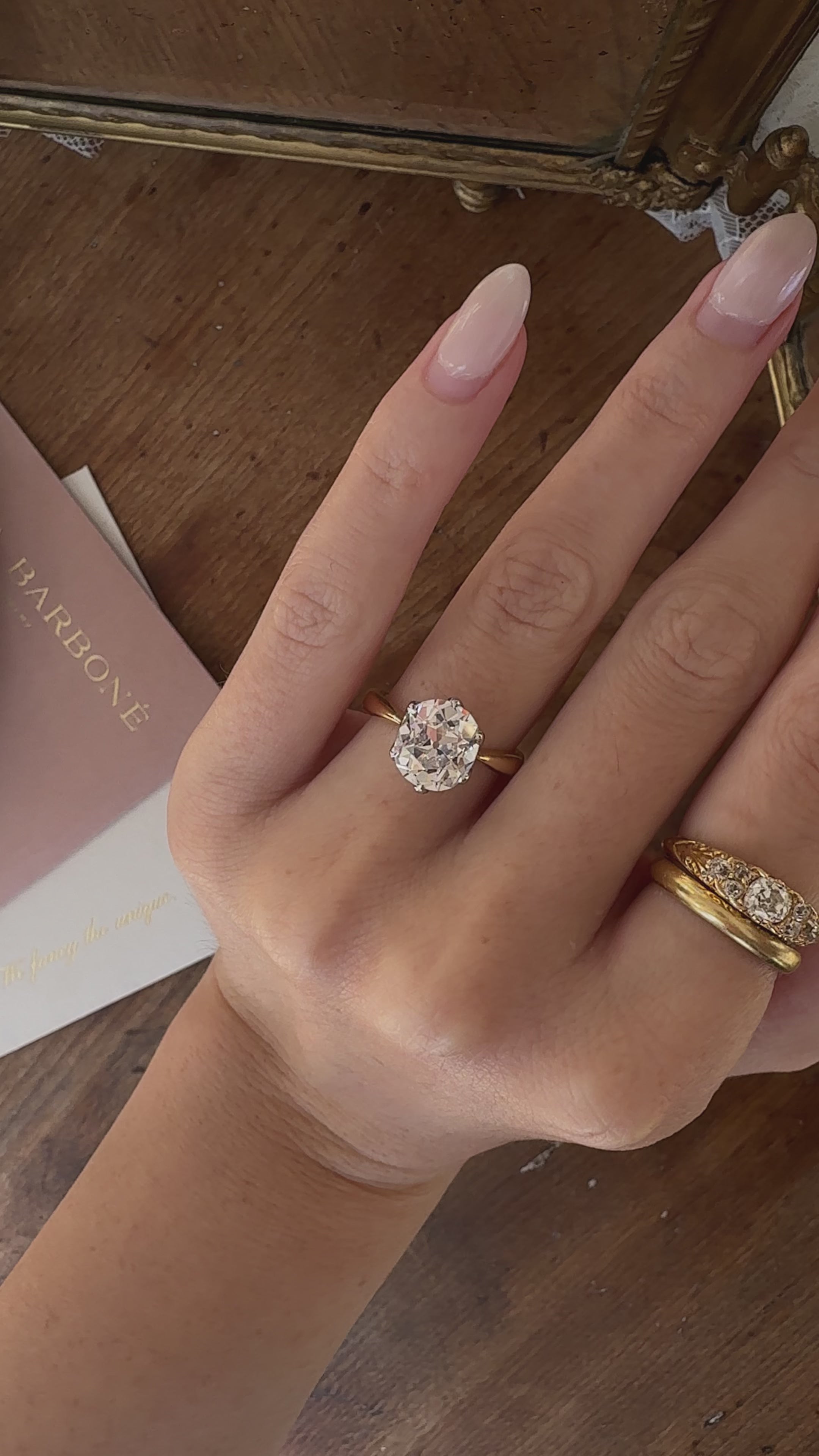 Solitaire Band Old Mine cut diamond Rings