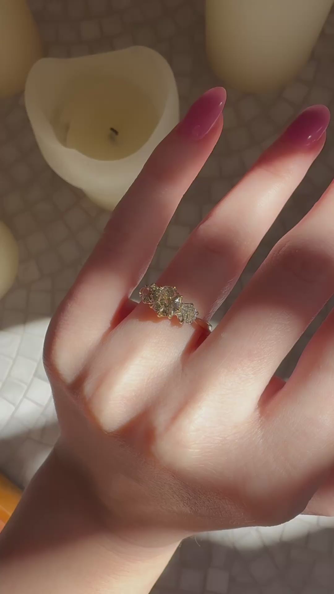  videos and images of vintage Rings-Three-stone Old European cut diamond Rings