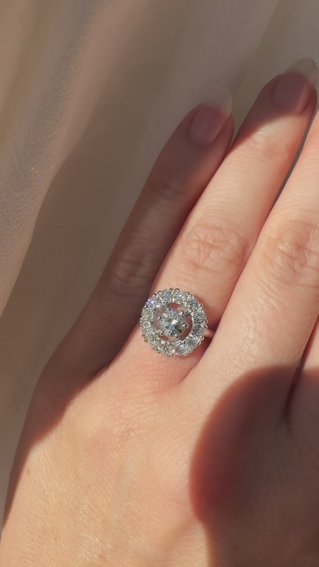 Halo Old European cut diamond Rings