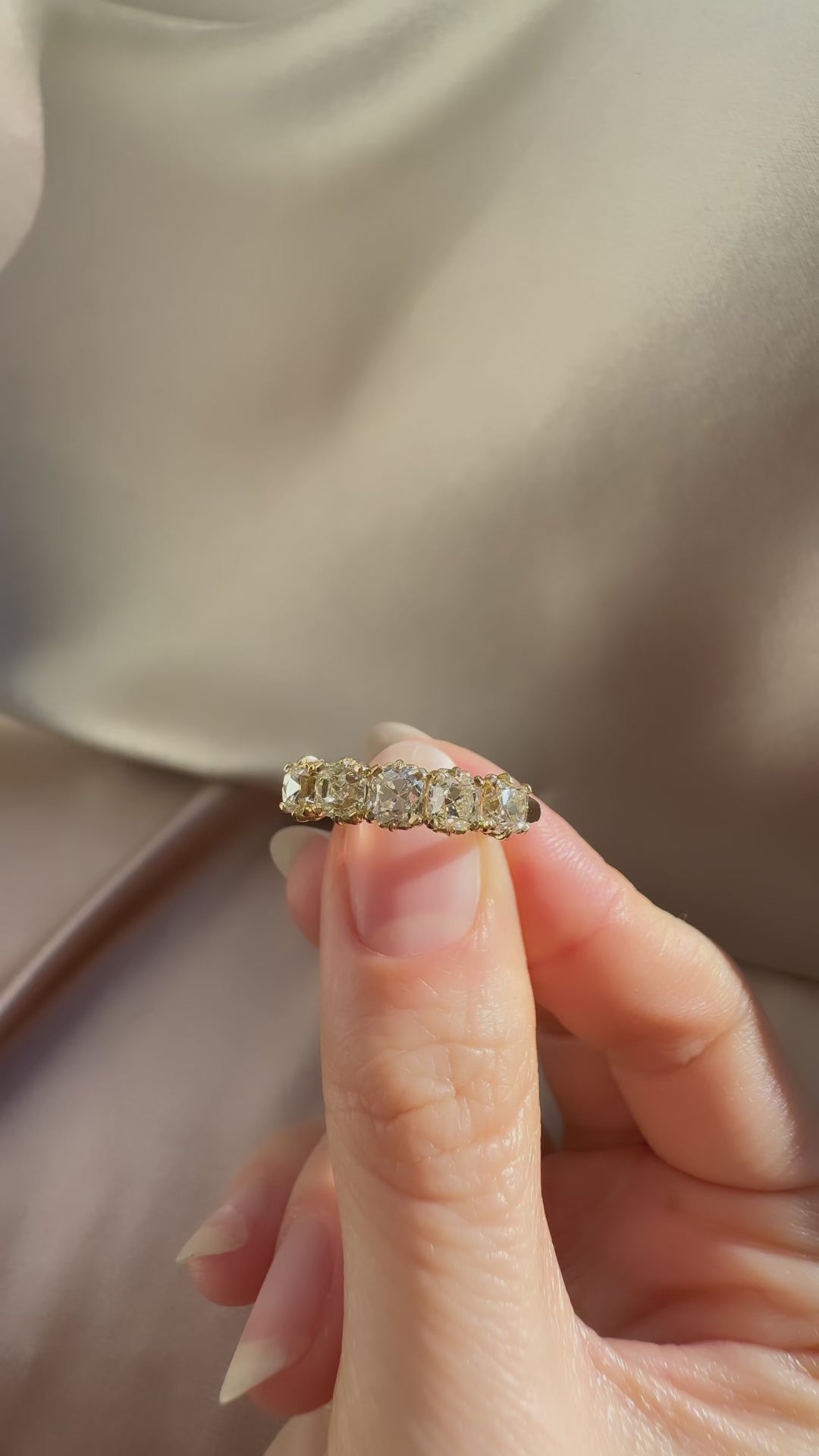 m-z color, diamond in yellow gold setting