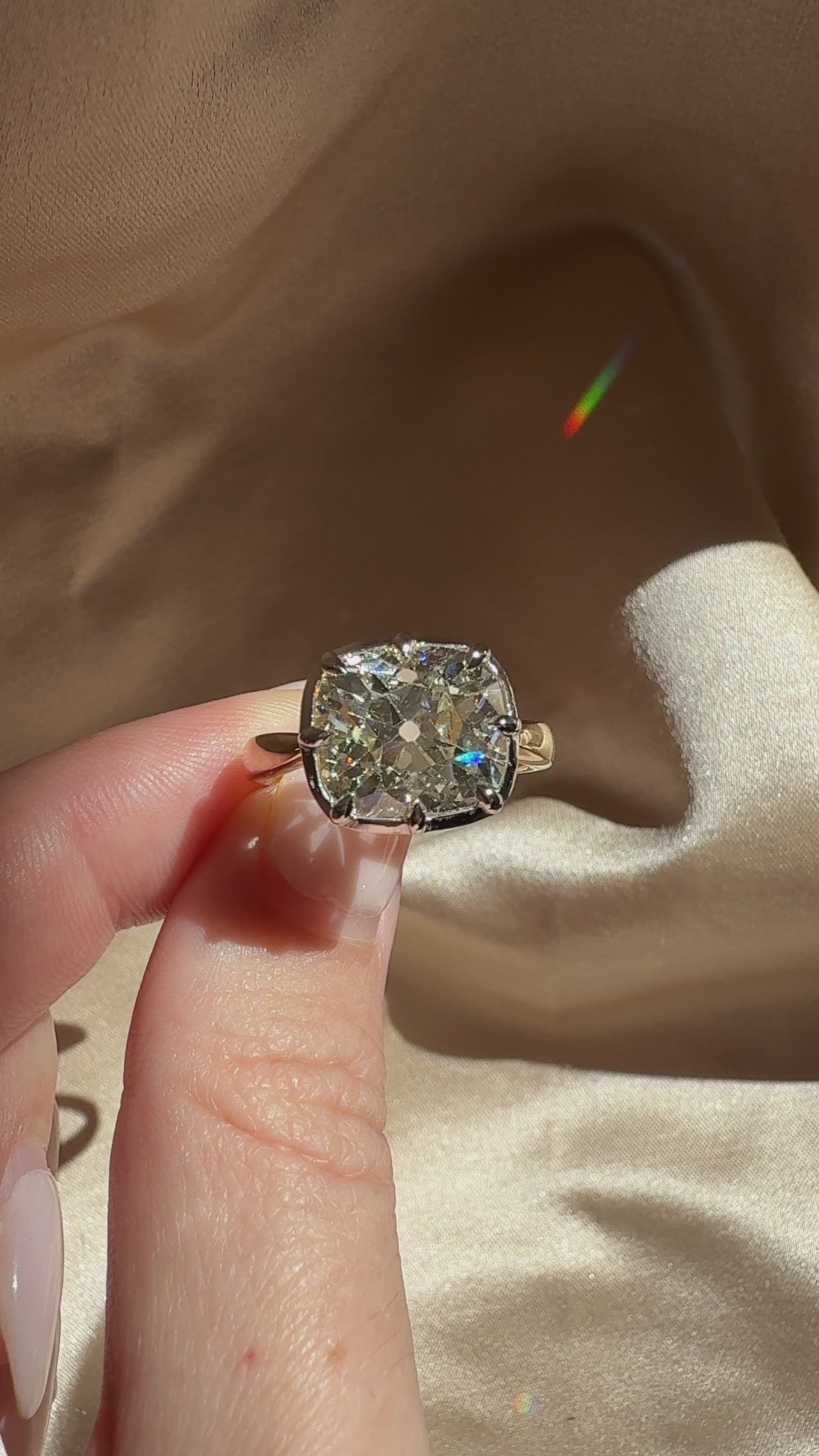 Solitaire Band Old Mine cut diamond Rings