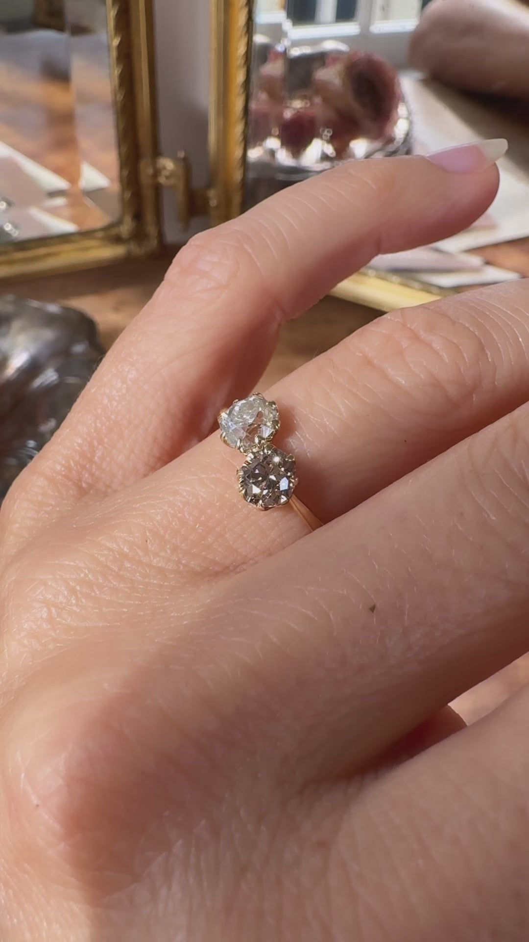 Band Solitaire Old Mine cut diamond Rings