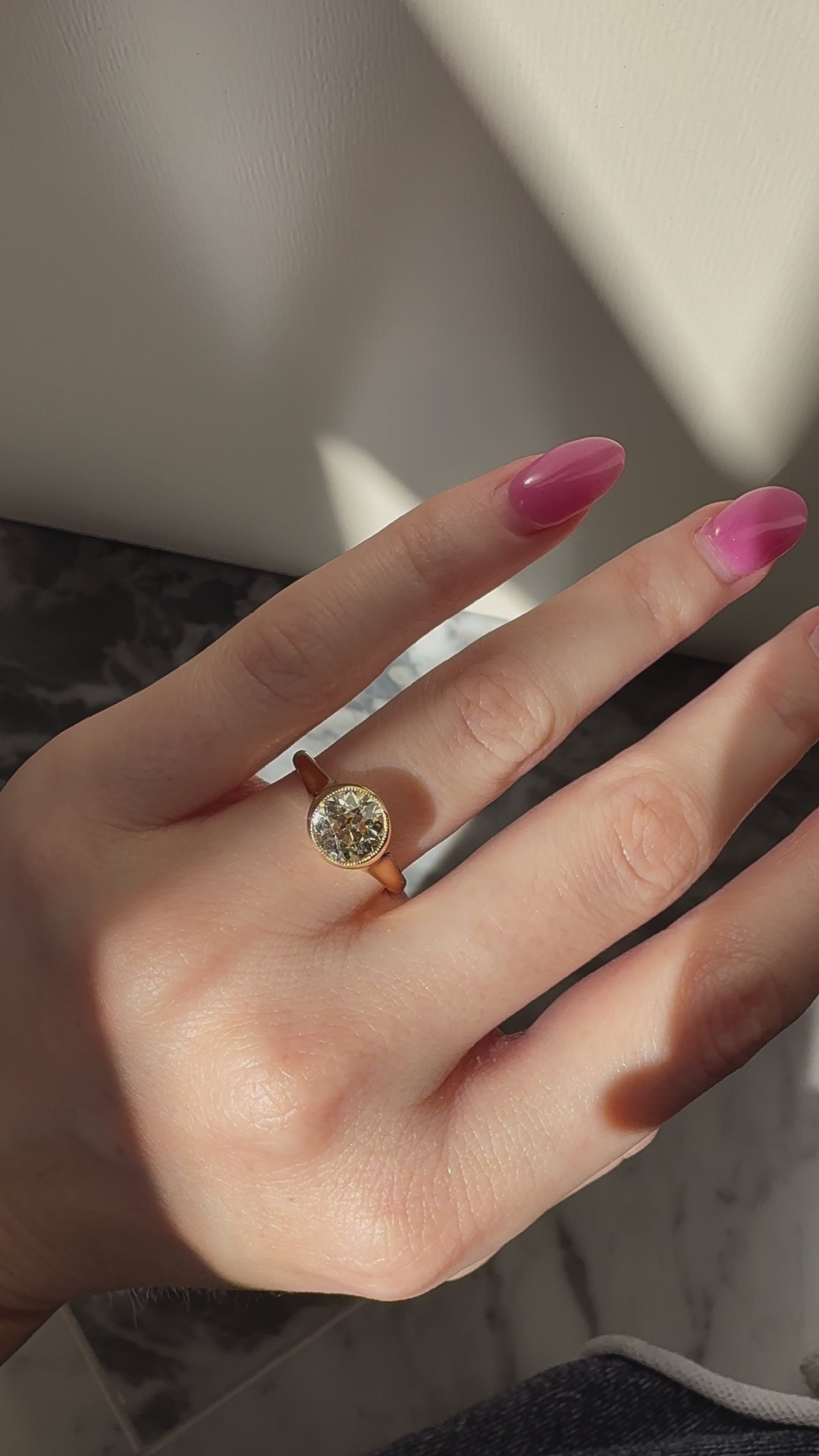 j-k-l color, vs clarity diamond in yellow gold setting