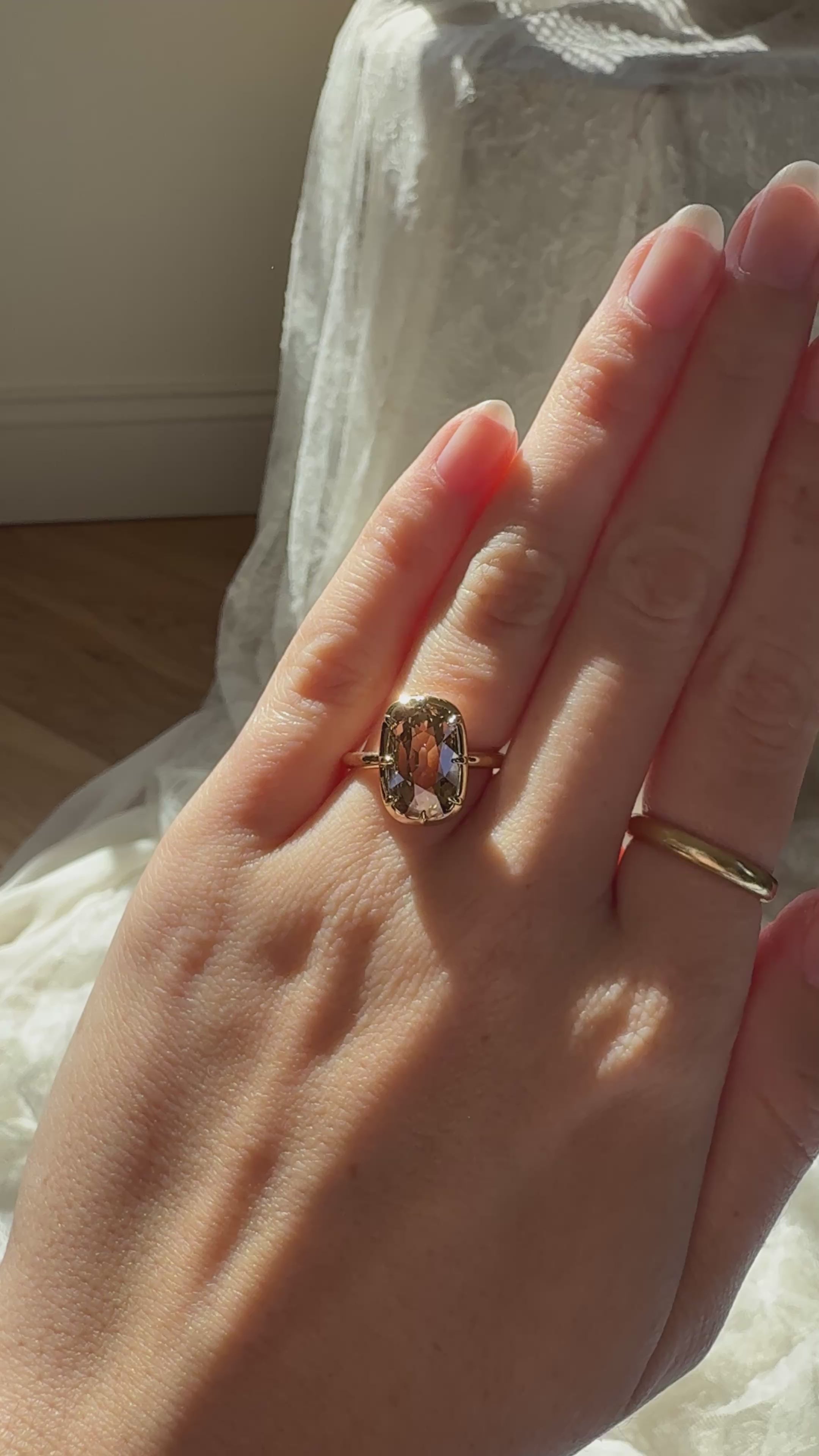 Elongated Champagne Cushion Cut Diamond Ring – Andria Barboné Jewelry