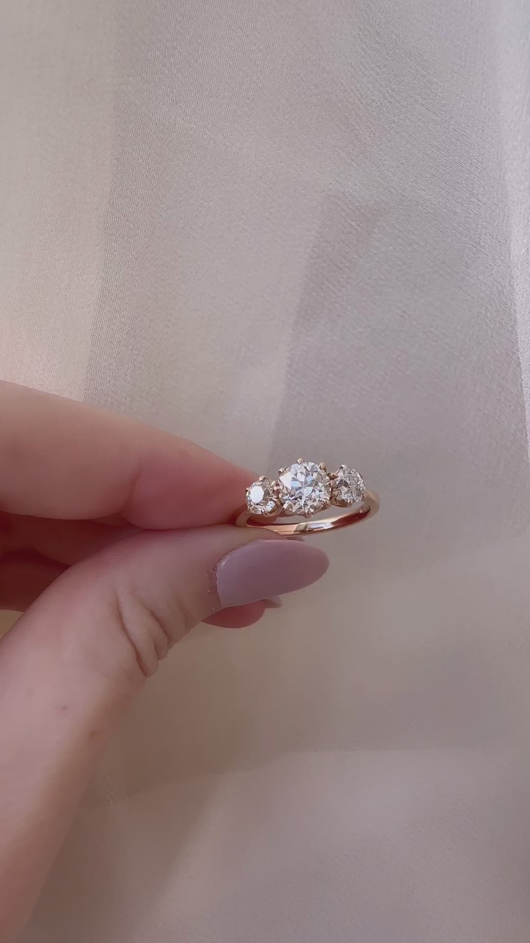 j-k-l color, vs clarity diamond in rose gold setting