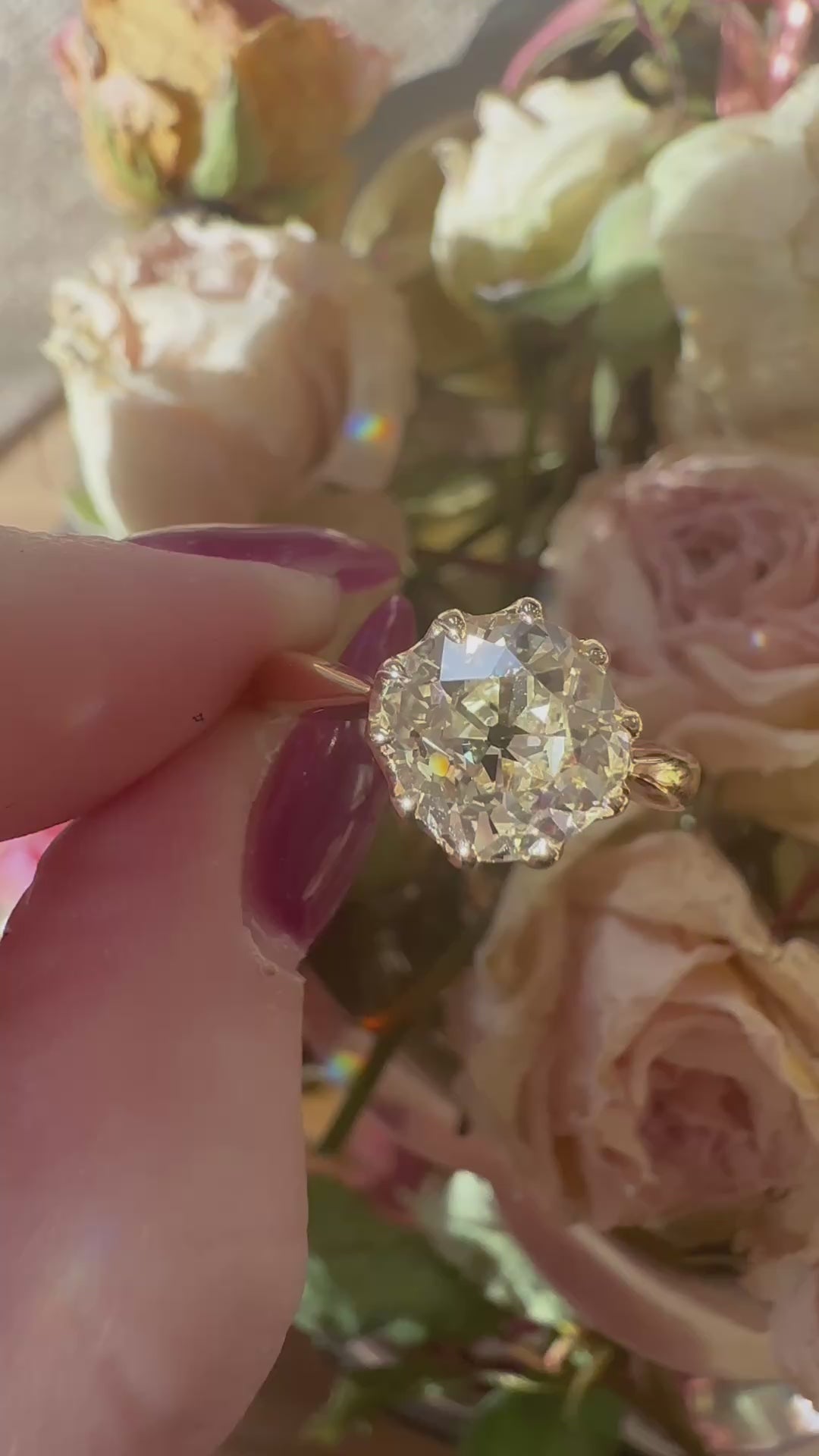 Solitaire Old Mine cut diamond Rings