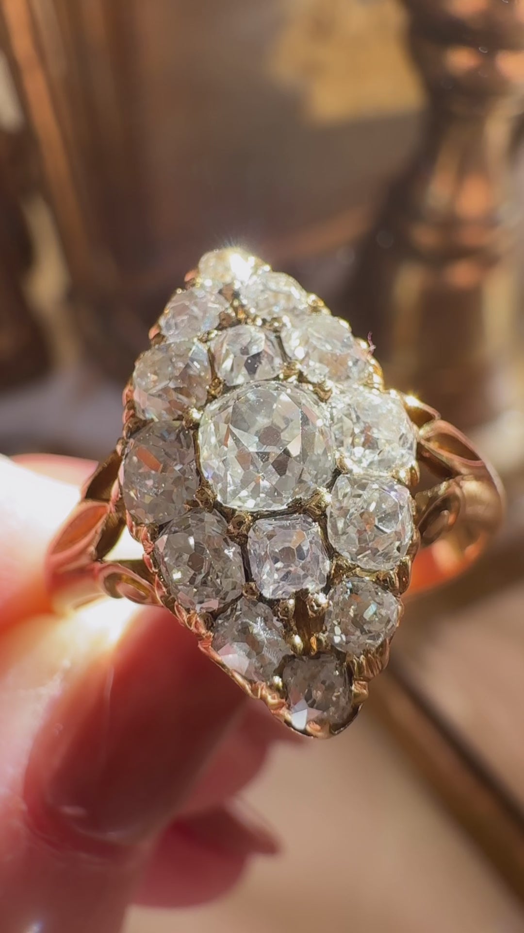 Cocktail Old Mine cut diamond Rings