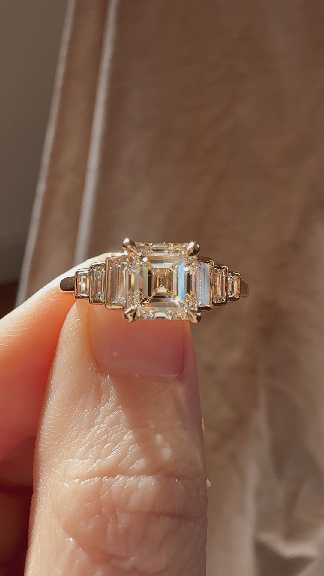 Solitaire Band Step  cut diamond Rings