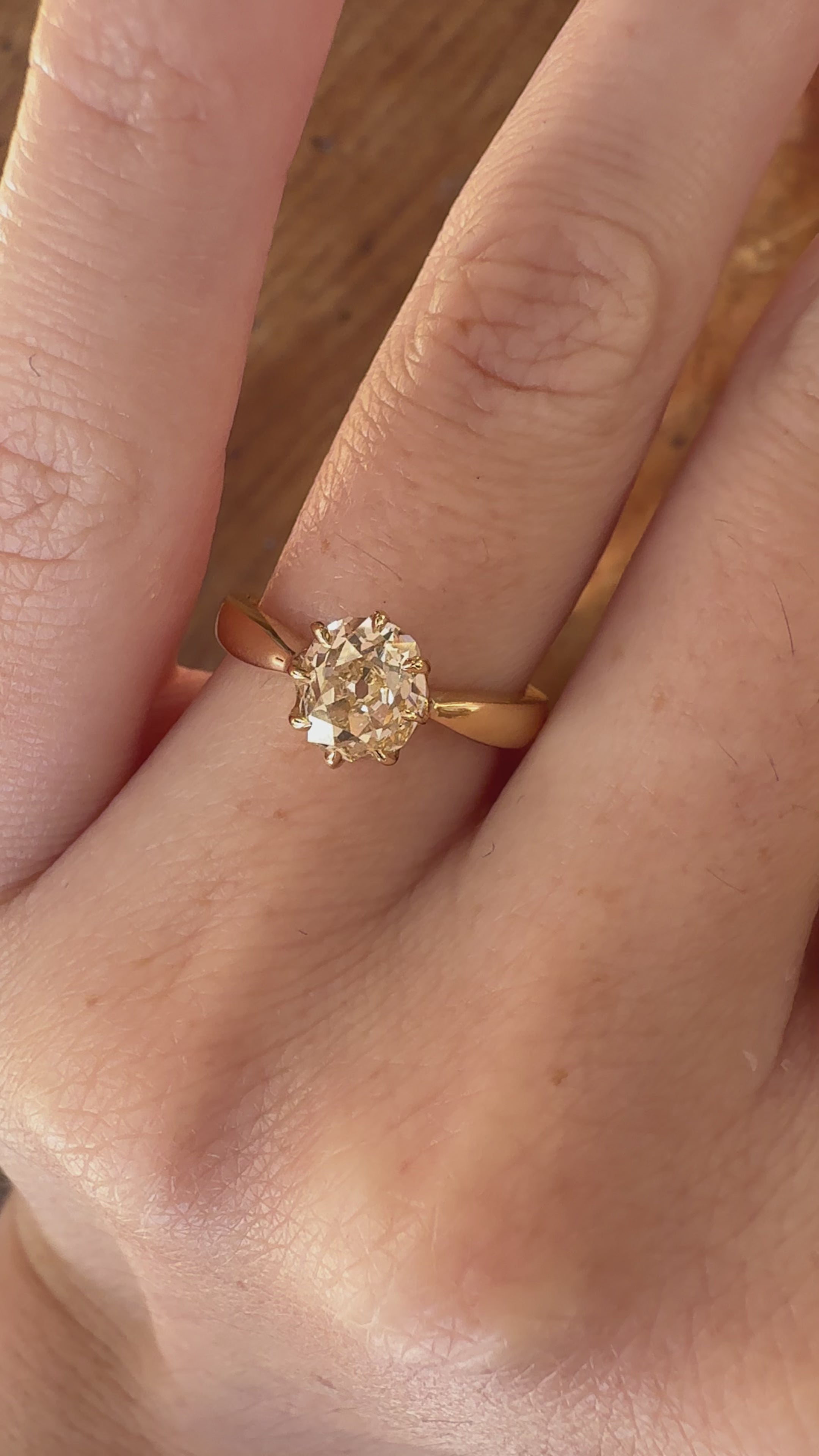 Solitaire Band Old Mine cut diamond Rings