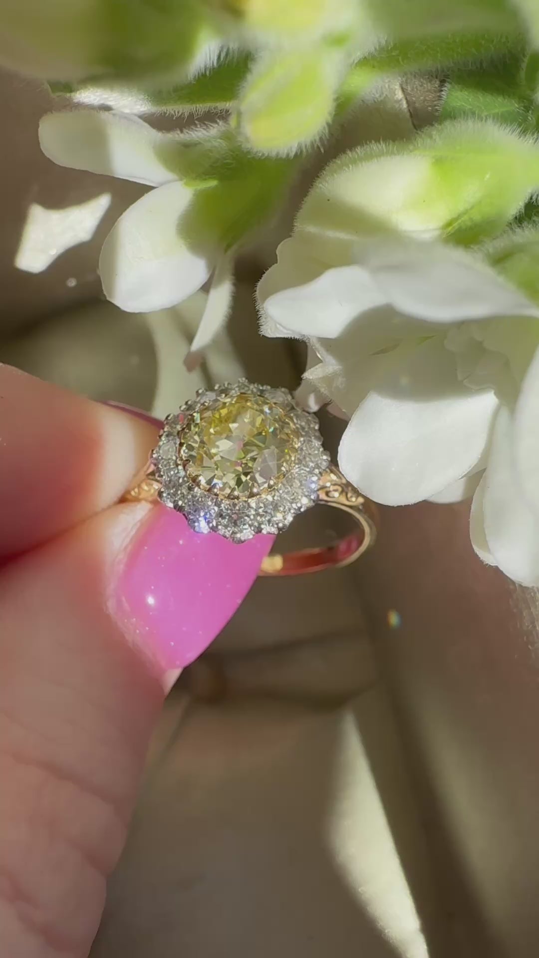 fancy color, vvs clarity diamond in two-tone setting