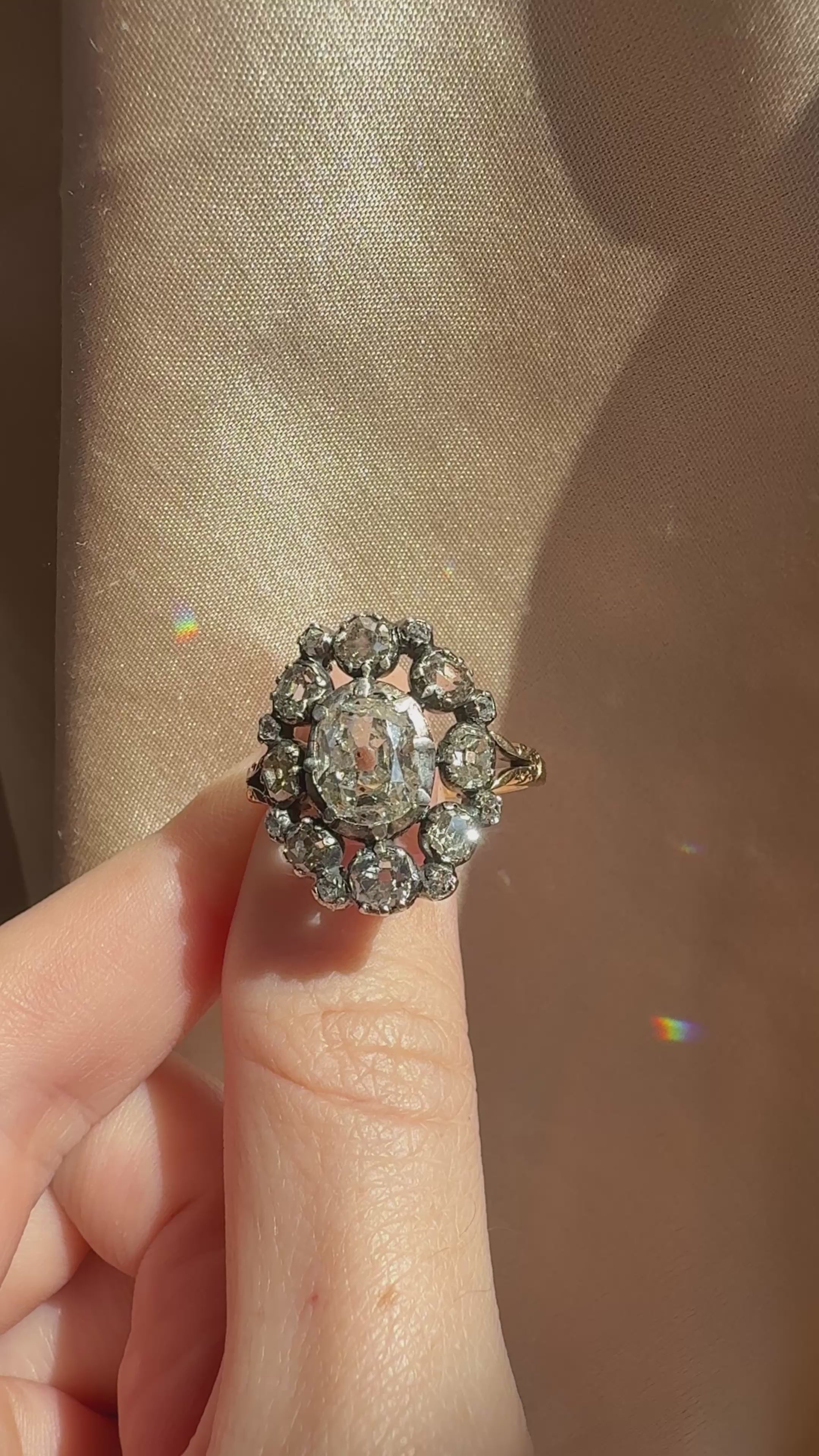 Halo Old Mine cut diamond Rings