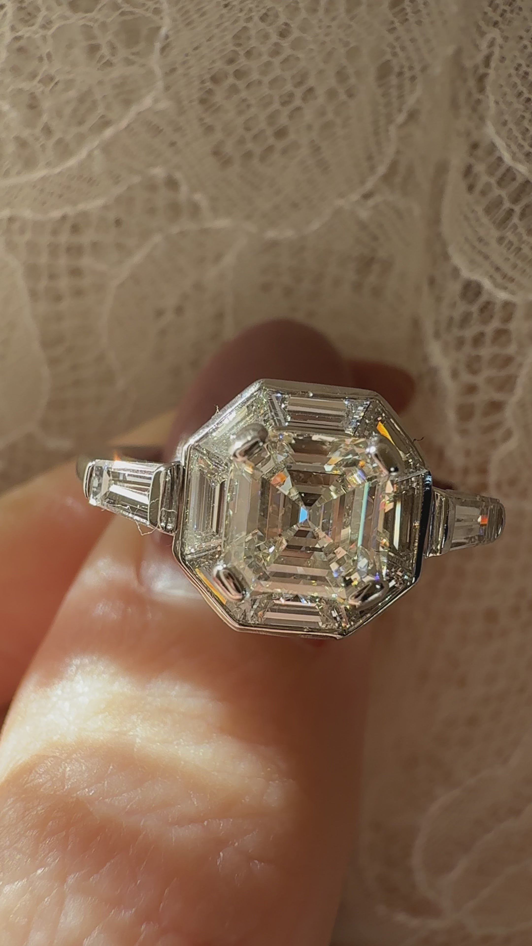 Step  cut diamond Rings