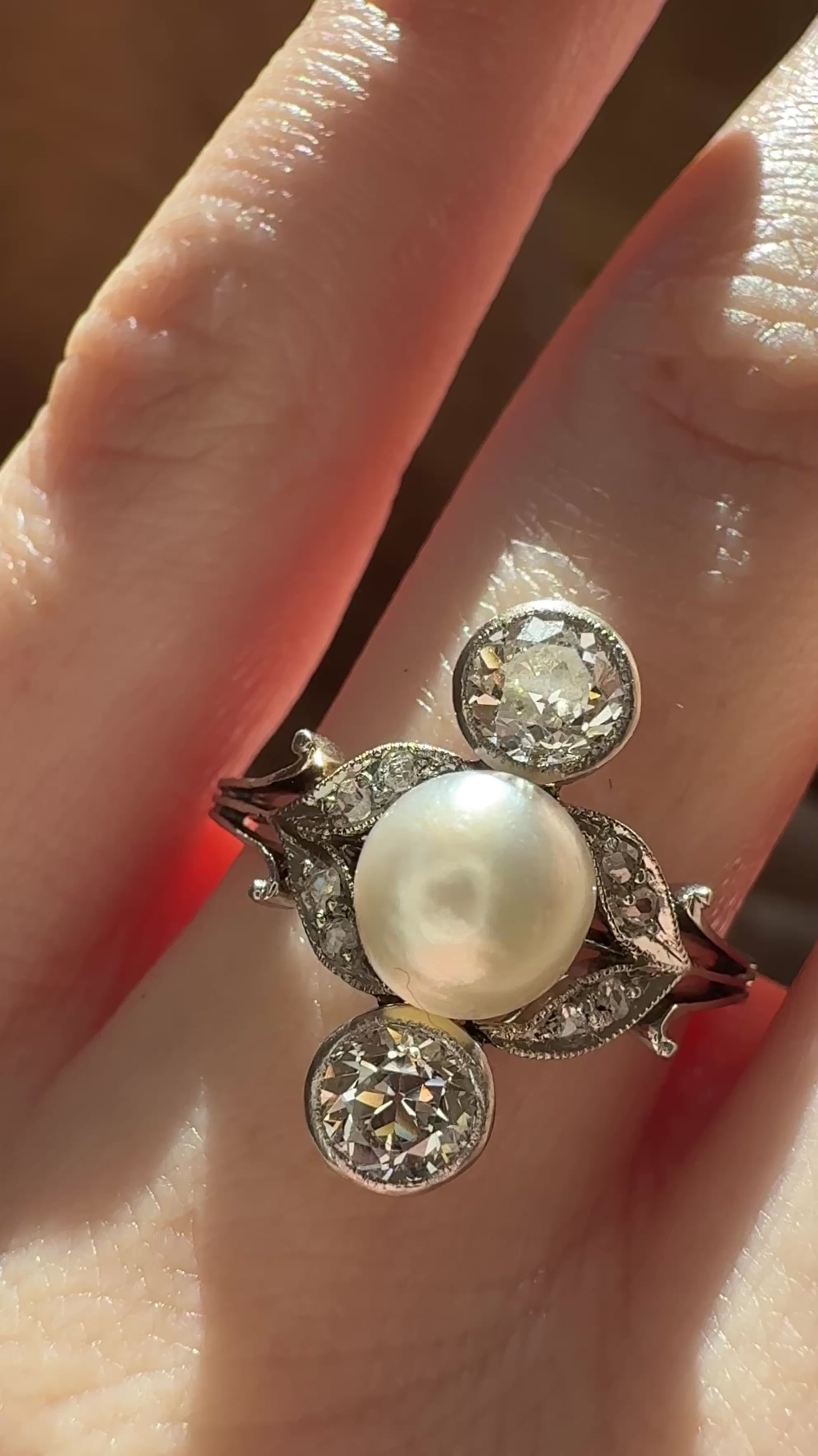 R*E様 mederu メデルジュエリー　Old cut diamond pie Edwardian Antique Old European Cut Diamond and Pearl Ring – Andria