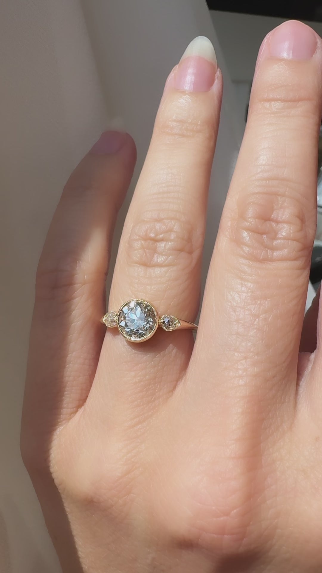 j-k-l color, vs clarity diamond in yellow gold setting