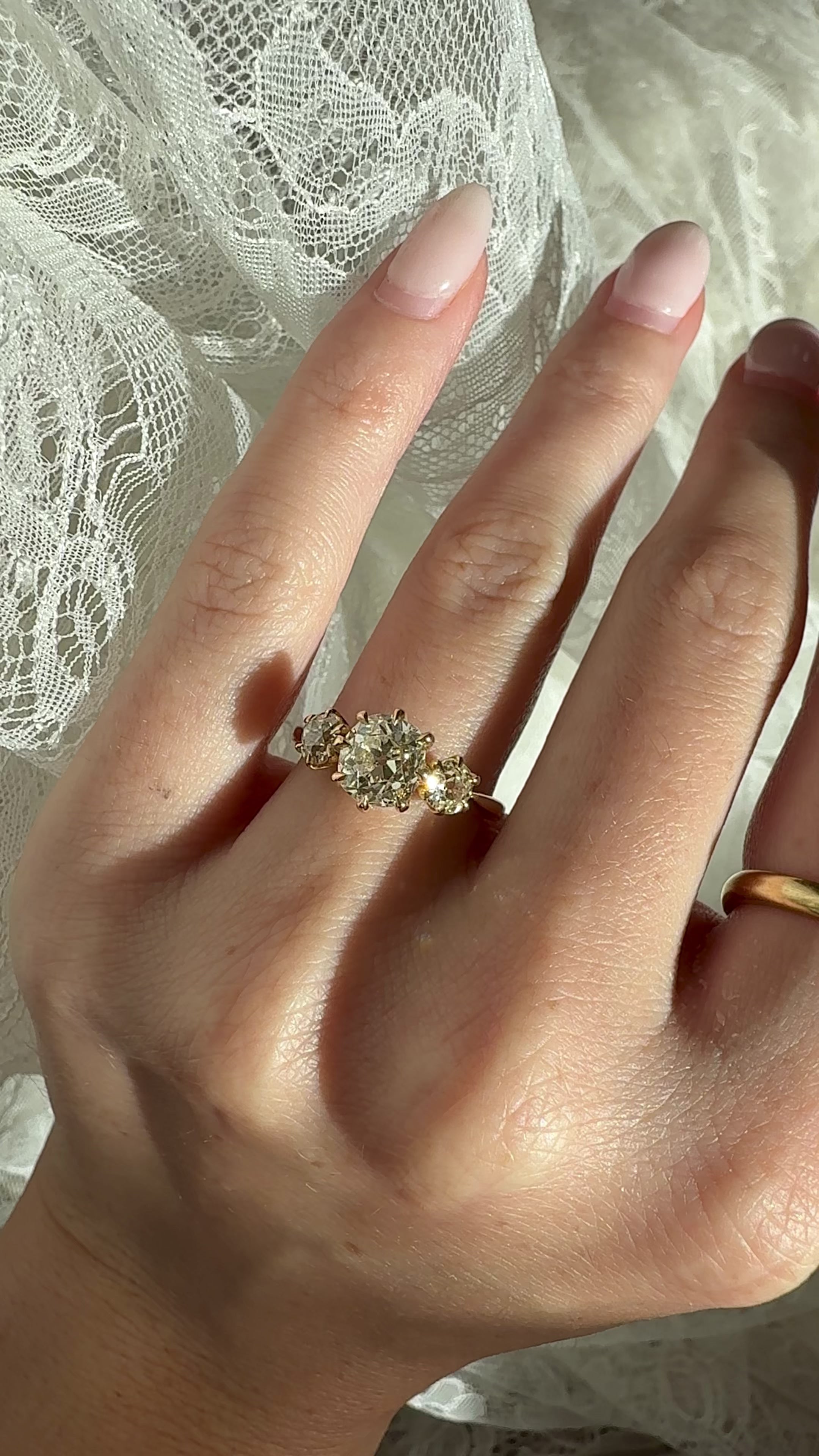 Solitaire Band Old Mine cut diamond Rings