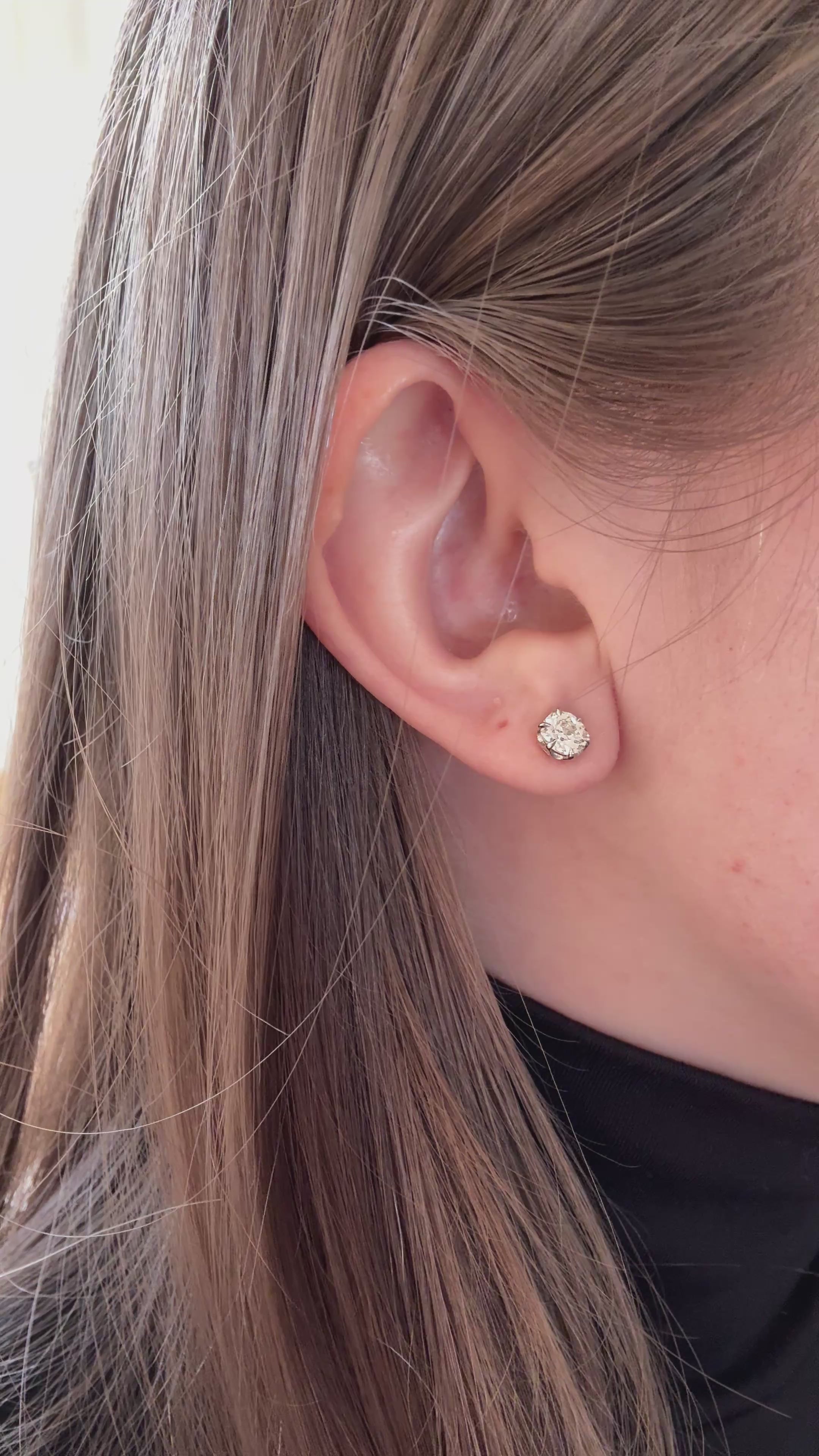 1.11ctw Old Mine Cut Studs