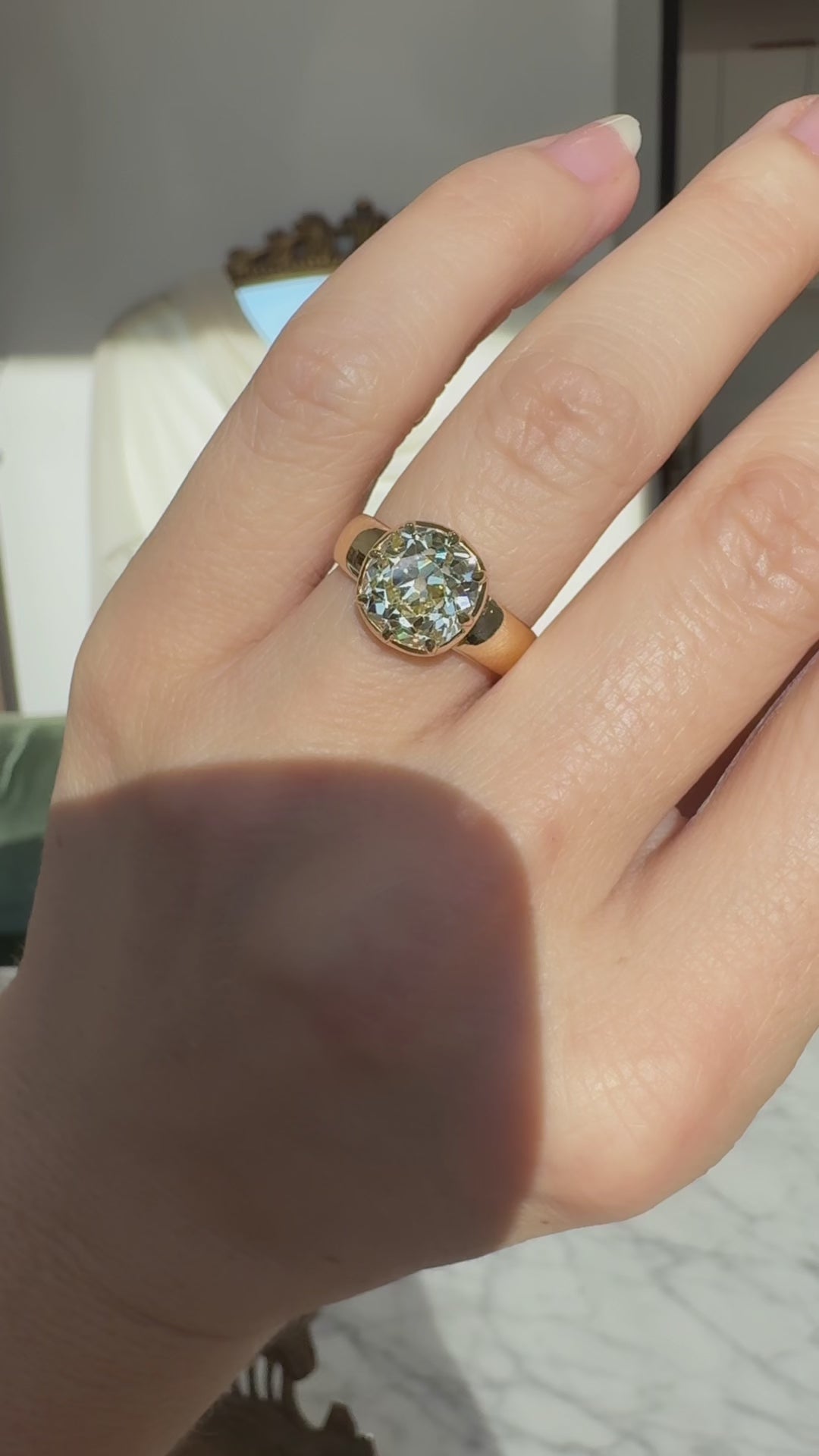 Solitaire Old Mine cut diamond Rings