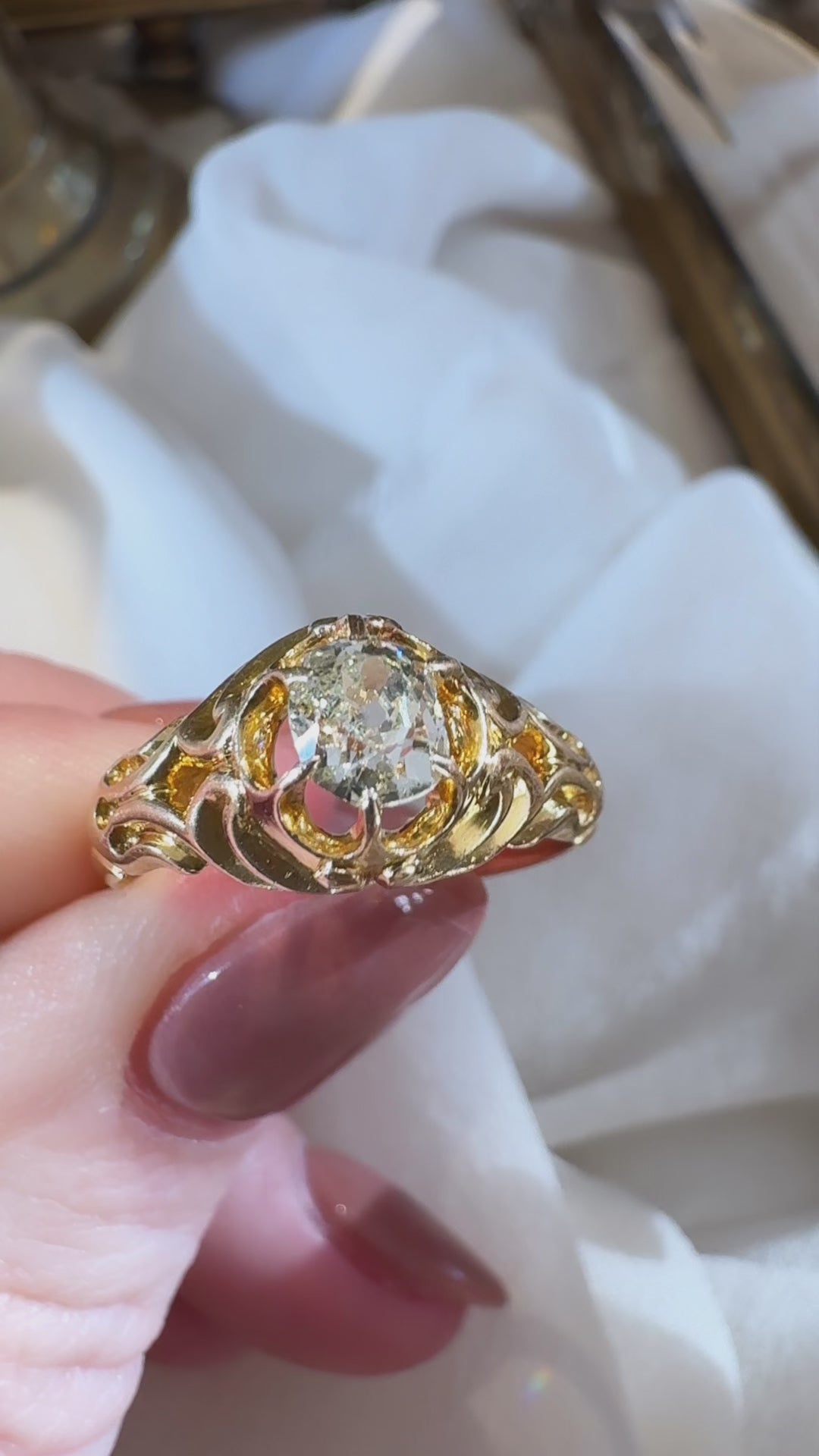 Solitaire Old Mine cut diamond Rings