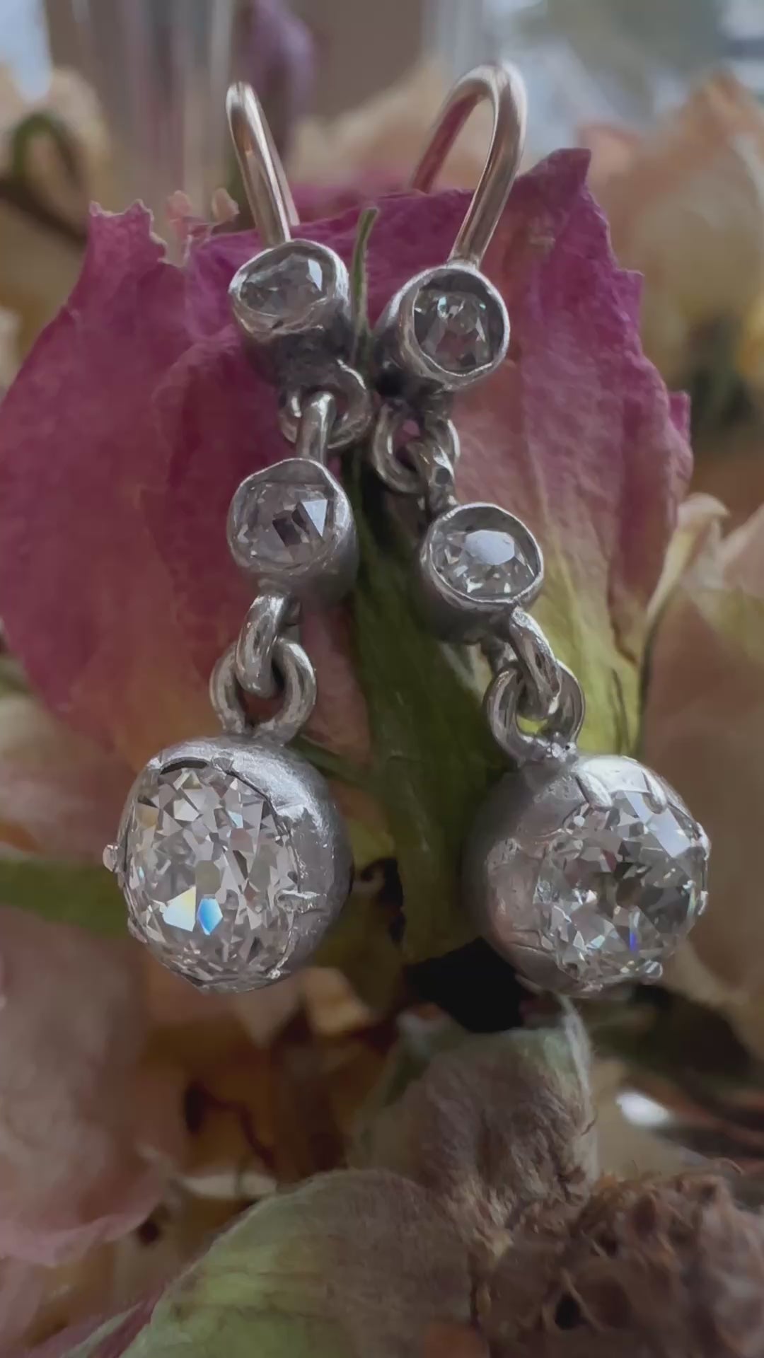 Antique OMC Diamond Drop Earrings diamond